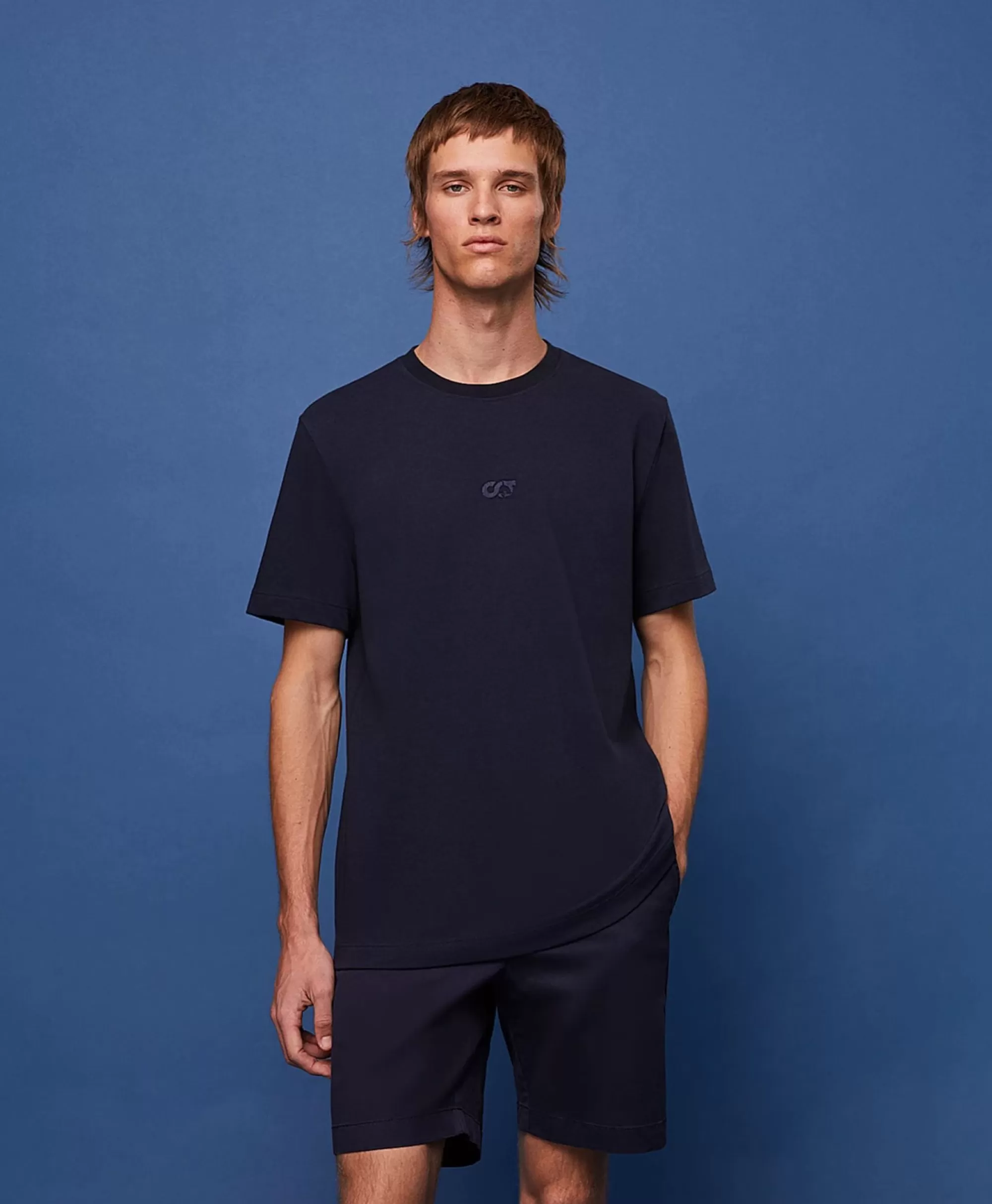 Alpha Tauri Maglietta Casual Maniche Corte - Design Ata Janso in Blu Navy, Cotone Leggero per Stile Quotidiano