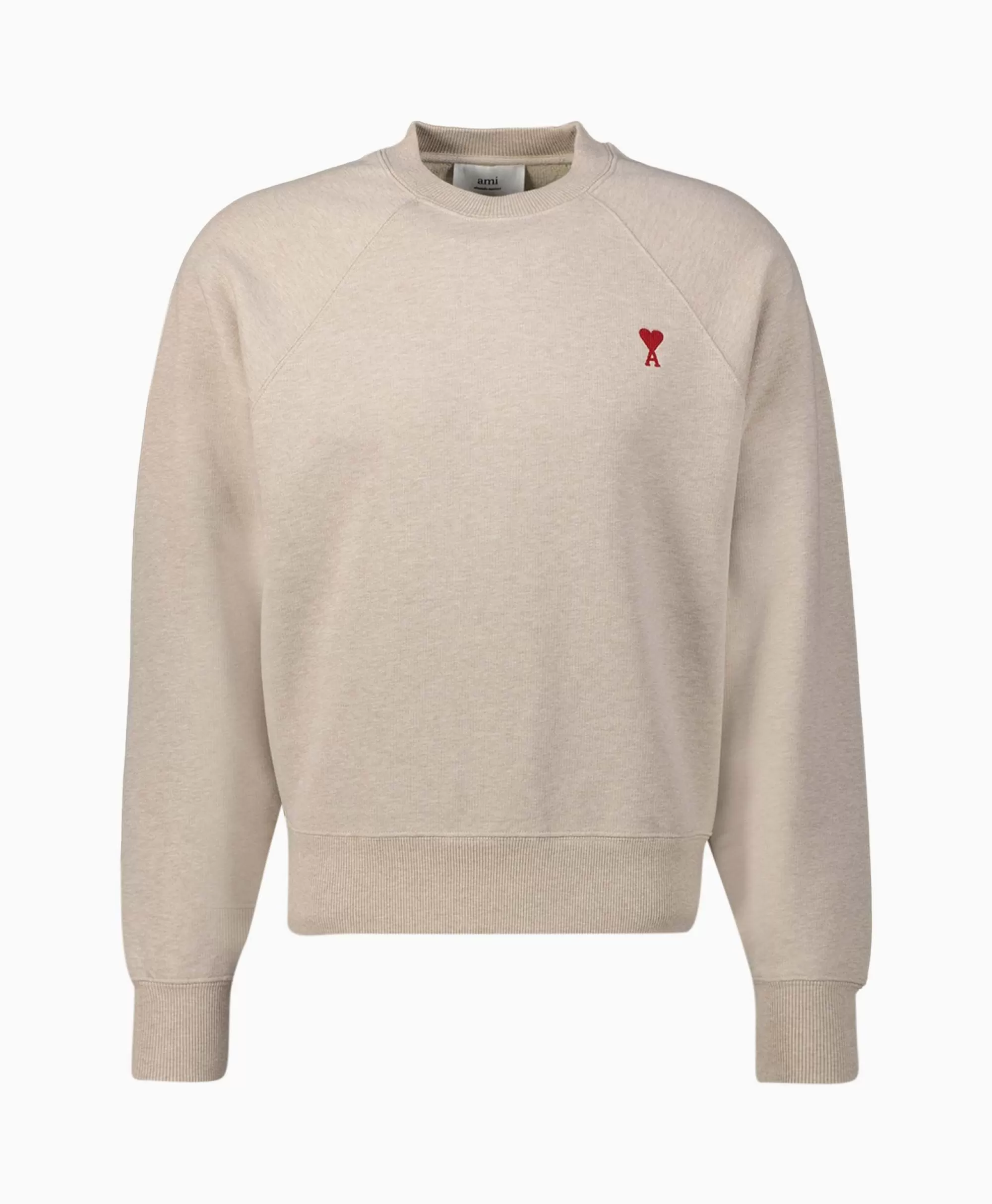 Ami Paris Maglione con Ricamo Cuore | Modello Classico in Tinta Ecru per Stile Minimal Chic