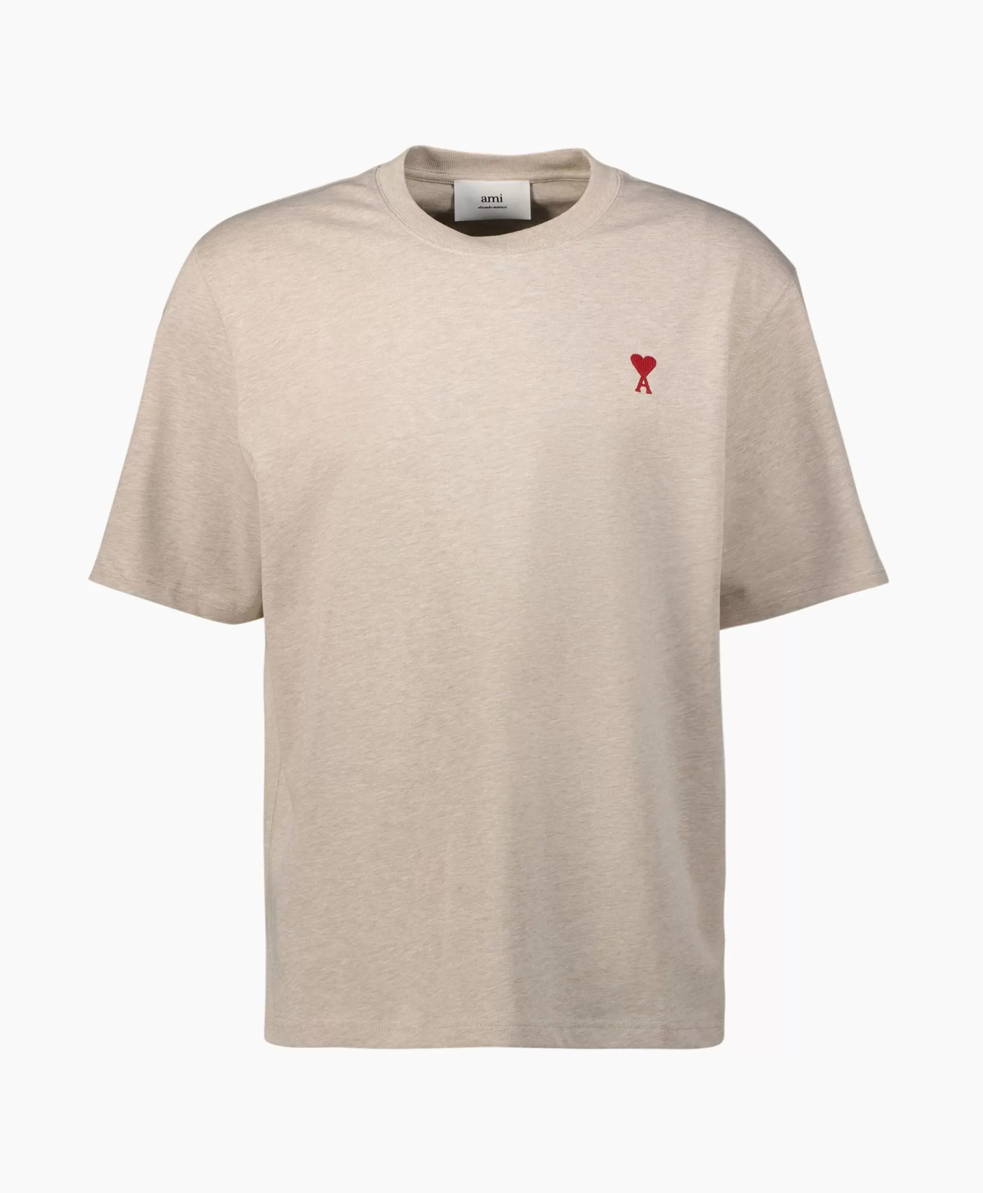 Ami Paris Maglietta Essentials con Stampa Cuore - Manica Corta in Cotone Ecru, Stile Minimalista Unisex