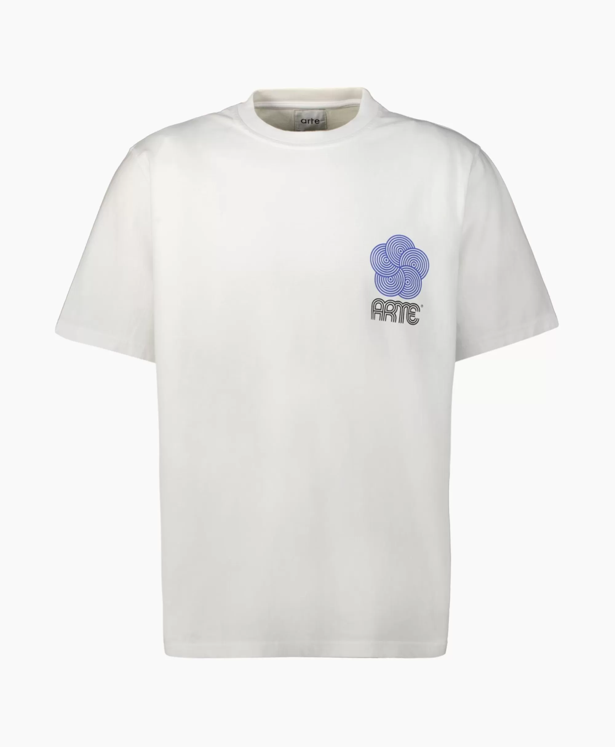 Maglietta Arte Antwerp con Stampa Floreale Circolare - Disegno Coordinato Davanti/Retro - T-Shirt Basic in Cotone Bianco a Manica Corta