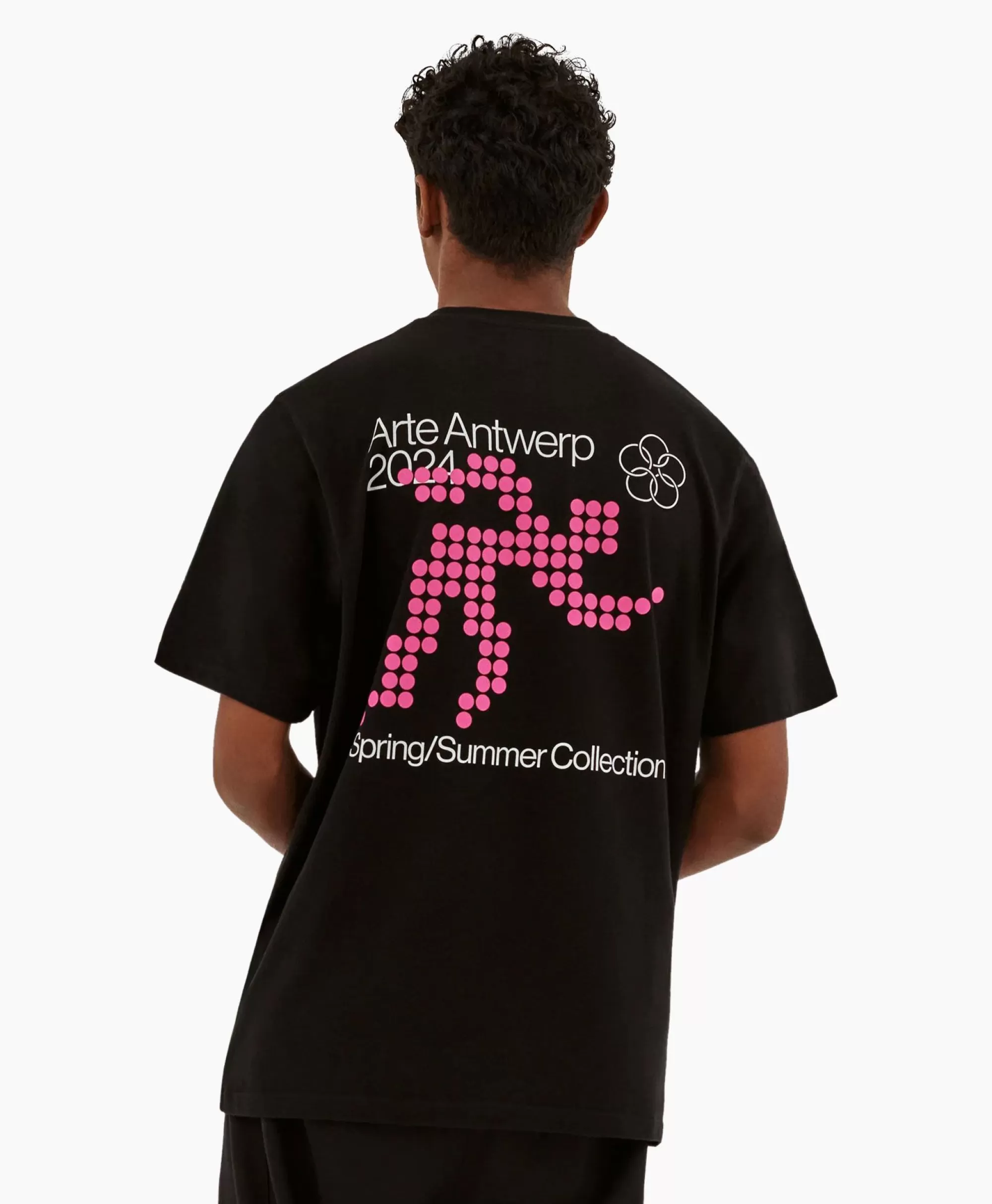 Maglietta Urban Style Arte Antwerp - Manica Corta con Design Circolare Runner Sul Retro, Nero Unisex