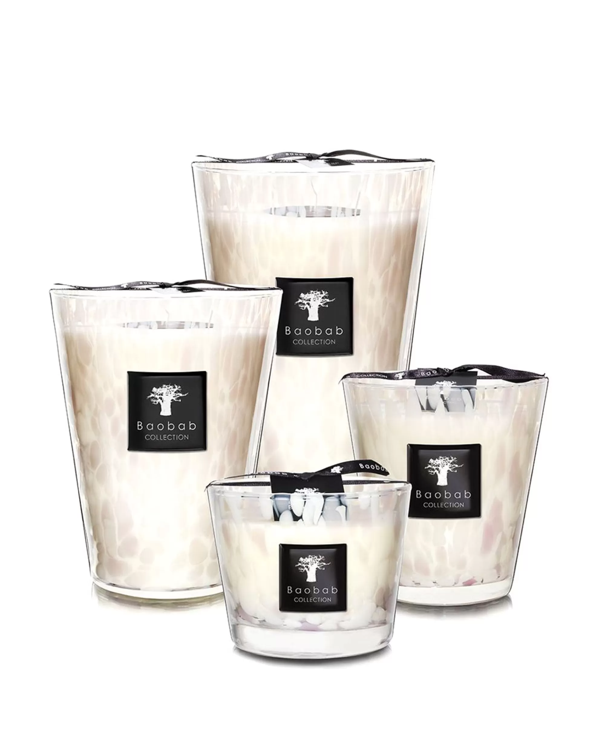 Candela Decorativa Baobab con 10 Perle Avorio - Ideale per Arredamento Moderno