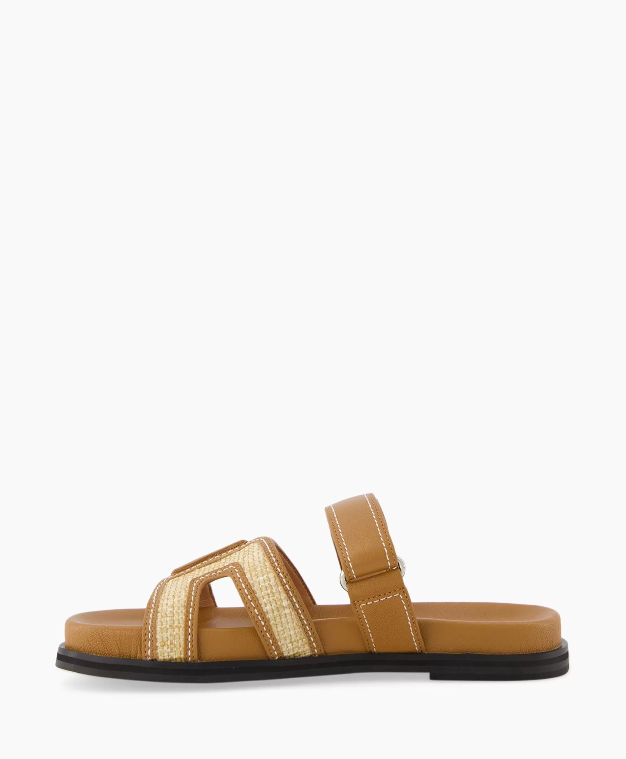 Bibi Lou Sandali Comodi Senza Tacco in Pelle e Rafia - Tonalità Sabbia con Intrecci Artigianali per un Look Estivo Naturale