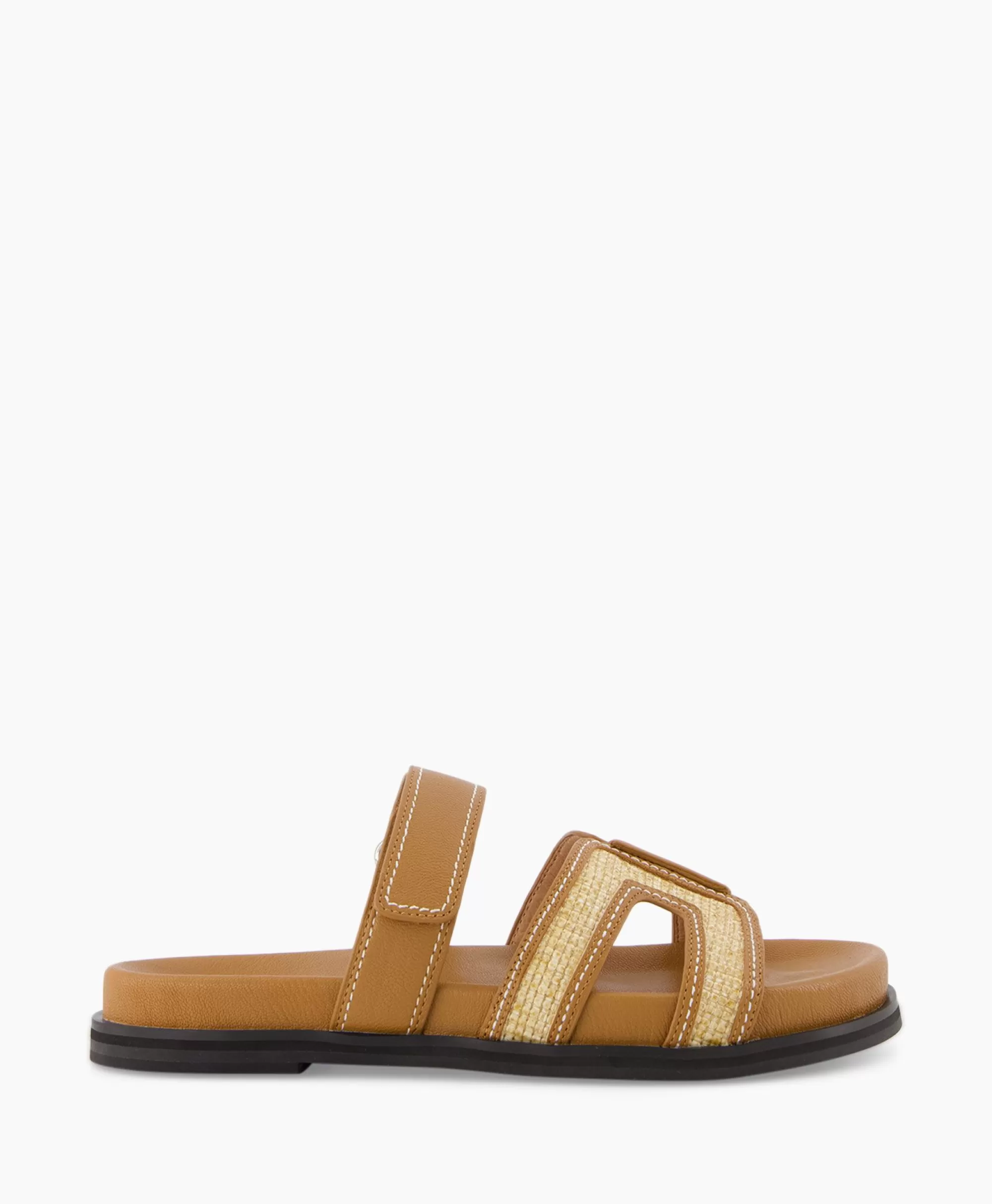 Bibi Lou Sandali Comodi Senza Tacco in Pelle e Rafia - Tonalità Sabbia con Intrecci Artigianali per un Look Estivo Naturale