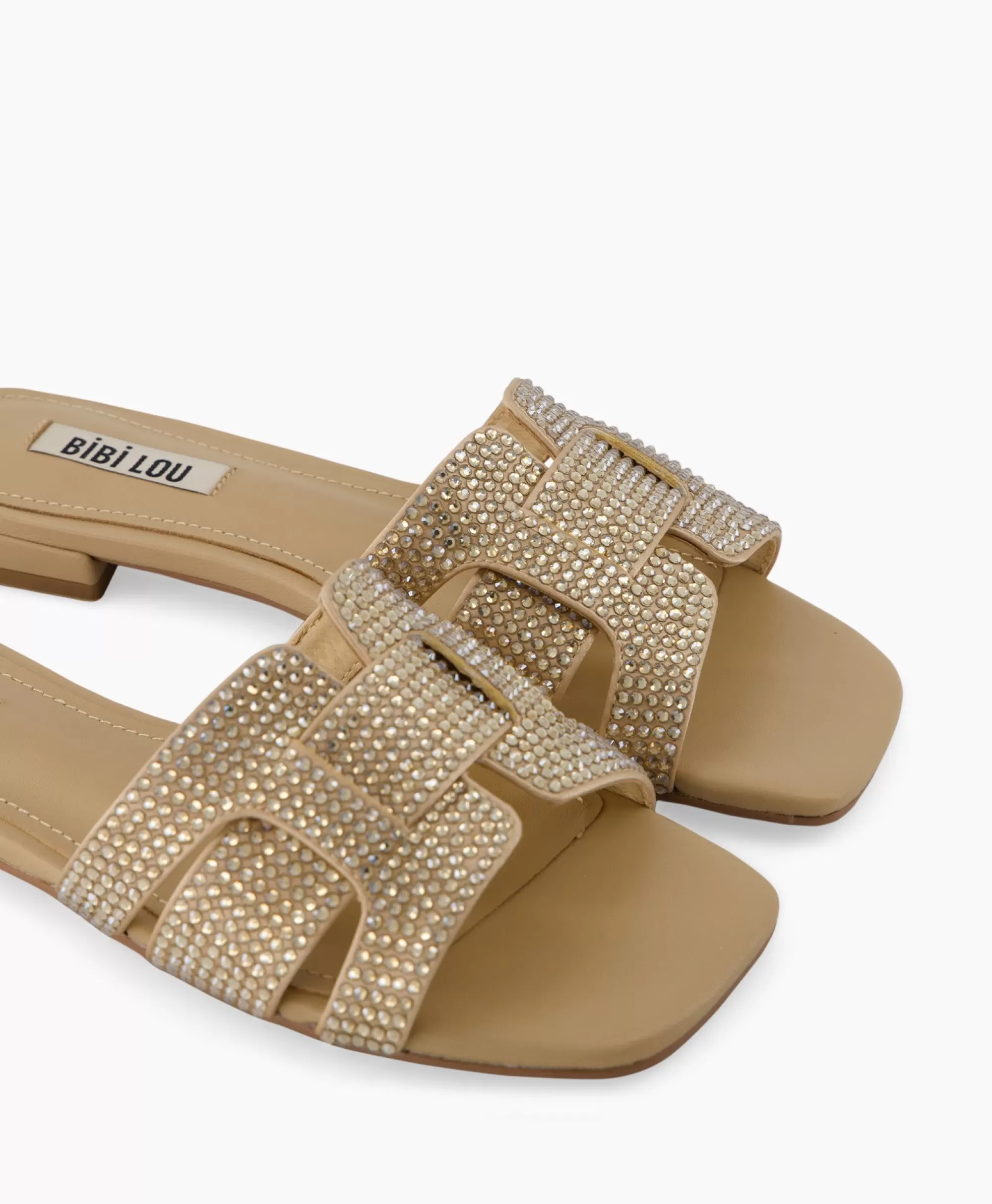 Bibi Lou Sandali Eleganti Senza Tacco con Dettagli Strass - Beige Naturale per Stile Confortevole