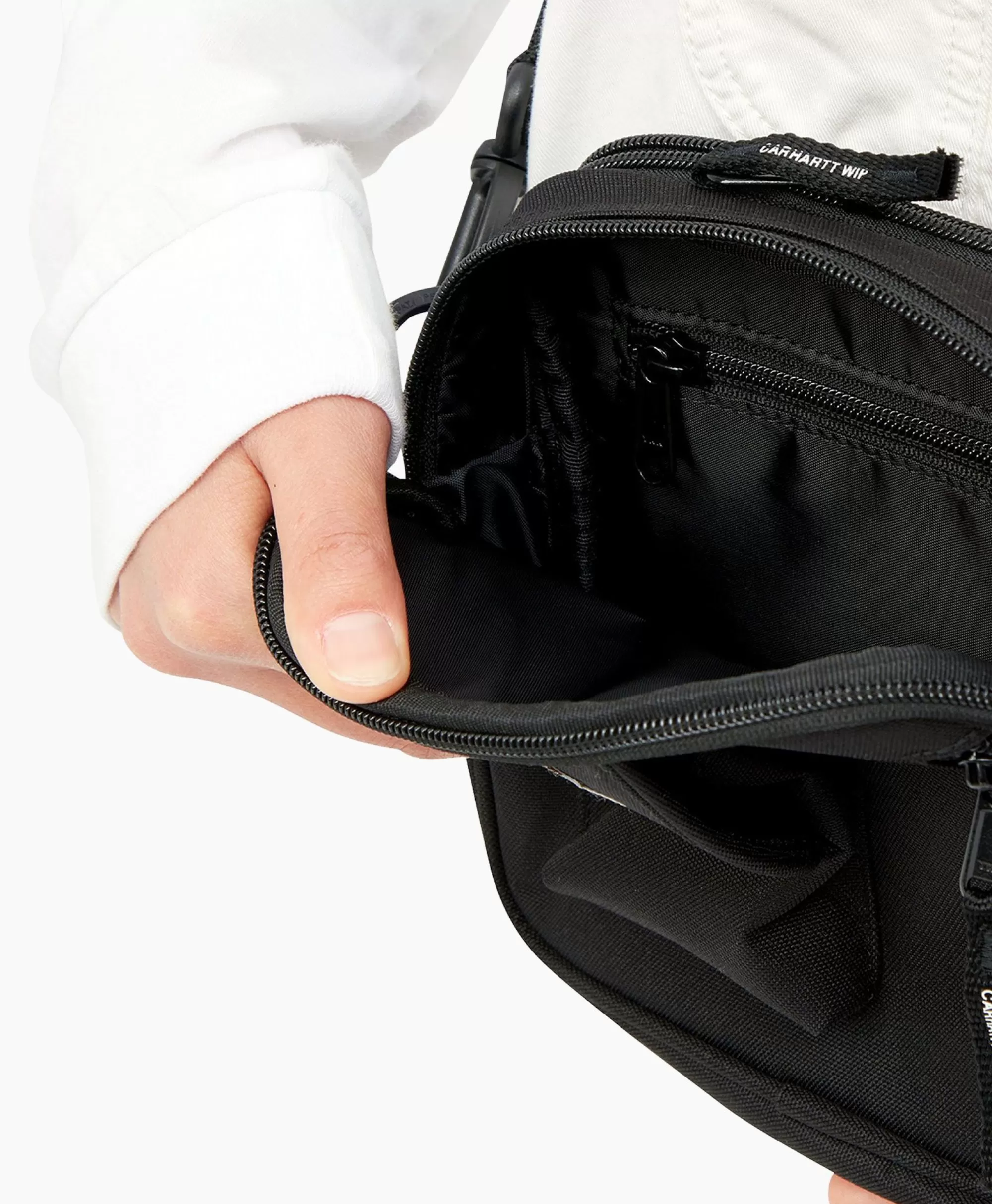 Carhartt Wip Borsa Essenziale Piccola Nera - Bagaglio da Fianco Pratto per Uso Quotidiano