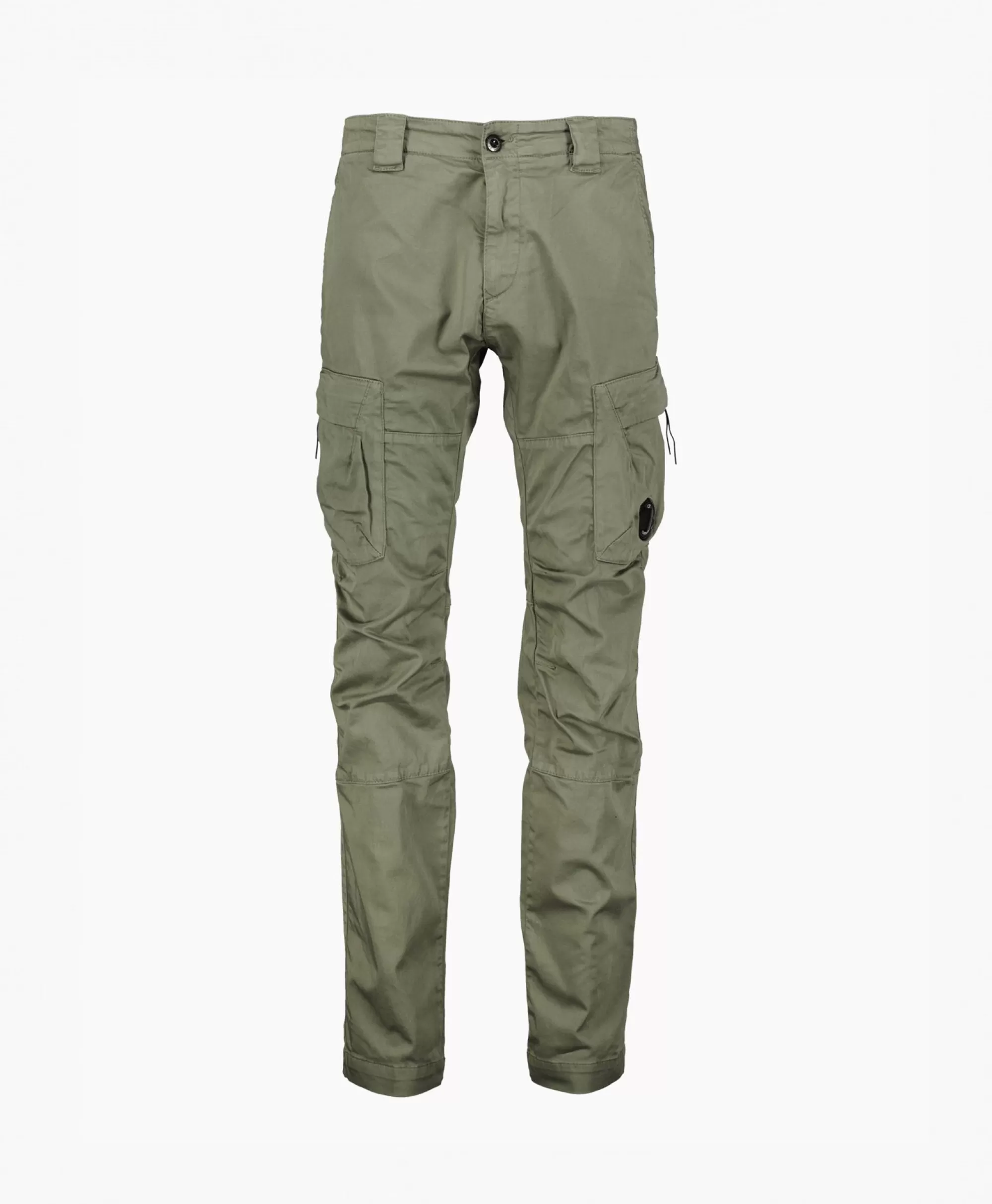 Pantaloni Cargo Ergonomici Cp Company in Tessuto Satin Elasticizzato, Verde Militare - Design Funzionale per Movimento Ottimale