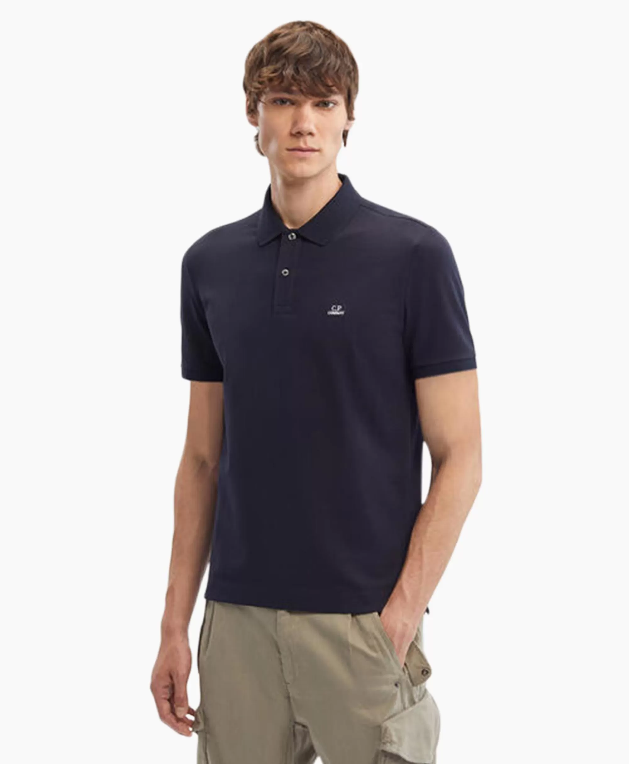 Maglia Polo Elasticizzata CP Company - Piquet Confortevile con Taglio Regolare in Blu Scuro Intenso, Ideale per Stile Casual e Daily Wear