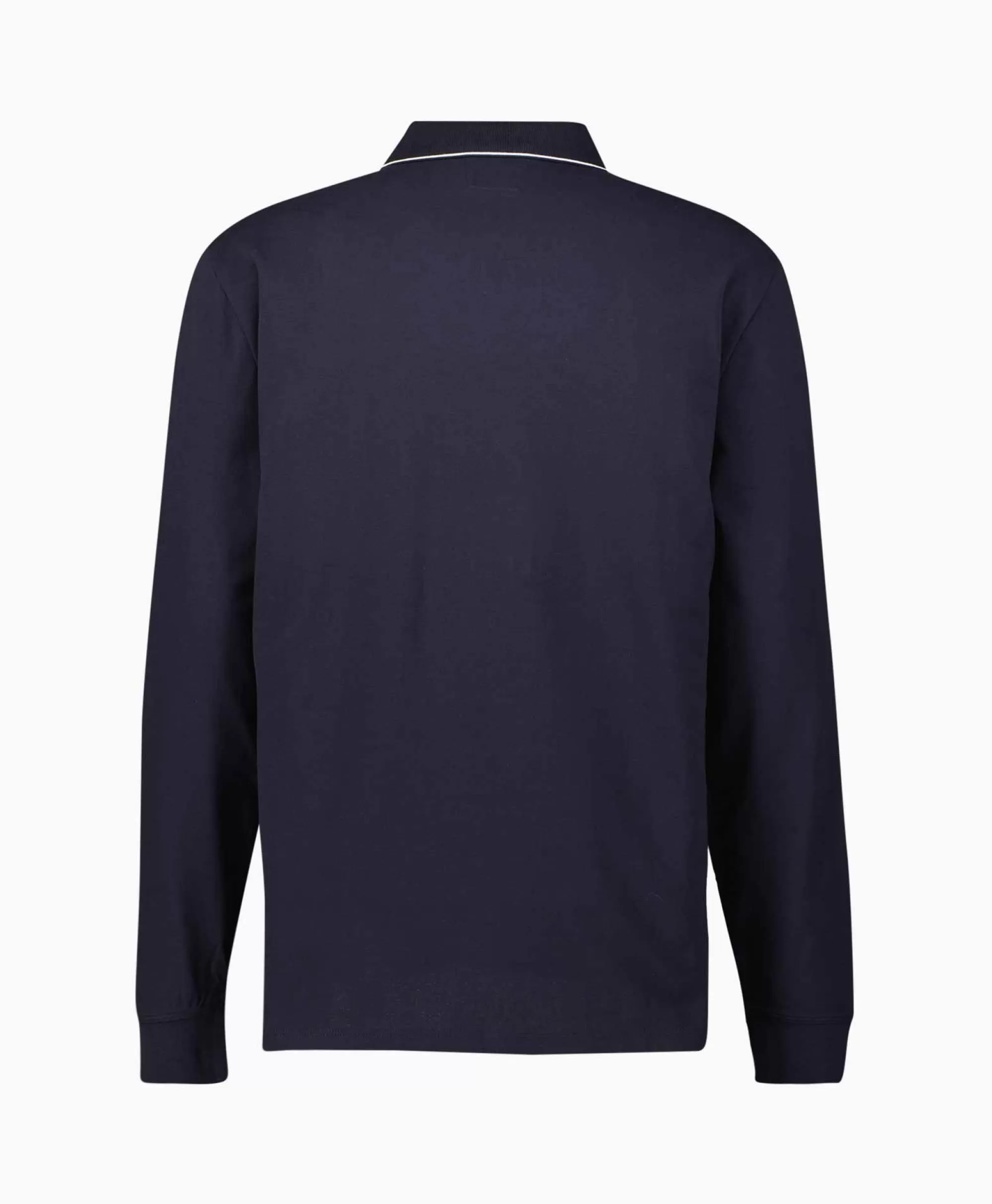 CP Company Maglia Polo in Piqué Elasticizzato con Manica Lunga e Taglio Regular - Blu Scuro Intenso