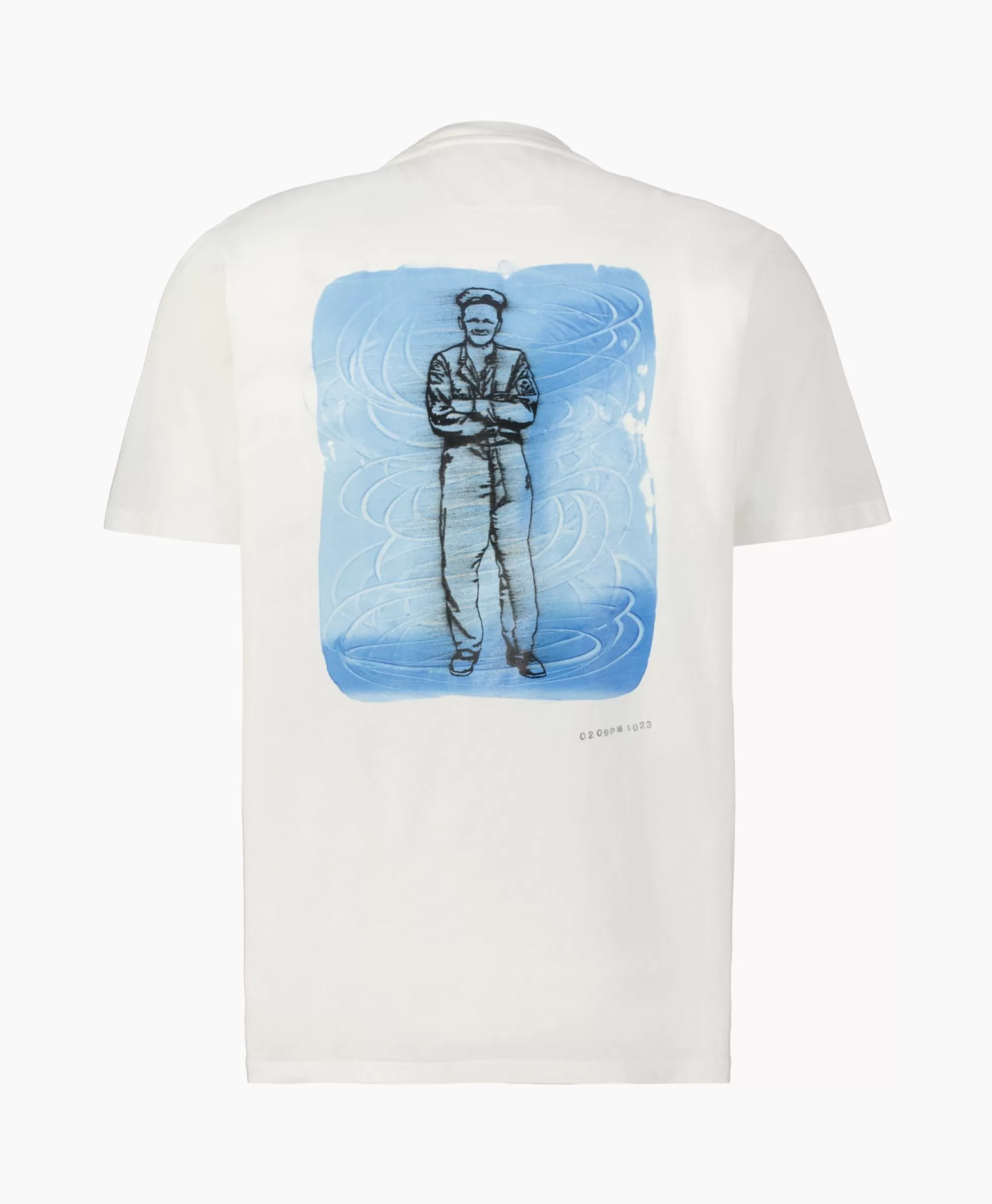 CP COMPANY Maglietta Manica Corta in Tessuto Jersey, Design Esclusivo Artigianale con Ispirazione Marinaresca Britannica - Bianco