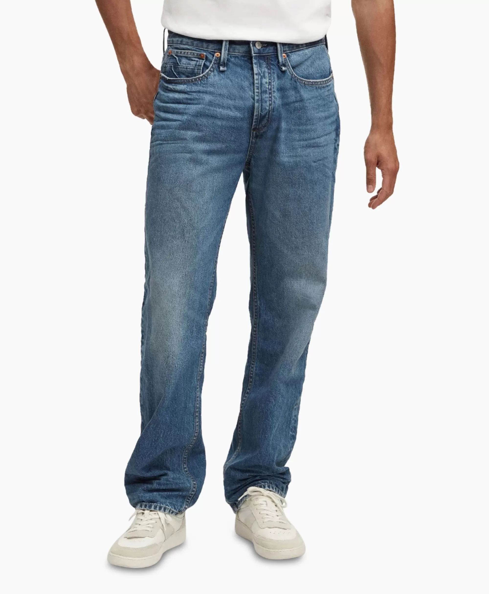 Denham Jeans Dagger Rsw - Pantaloni Denim Slim-Moderato in Bianco Rotto con Dettagli Iconici