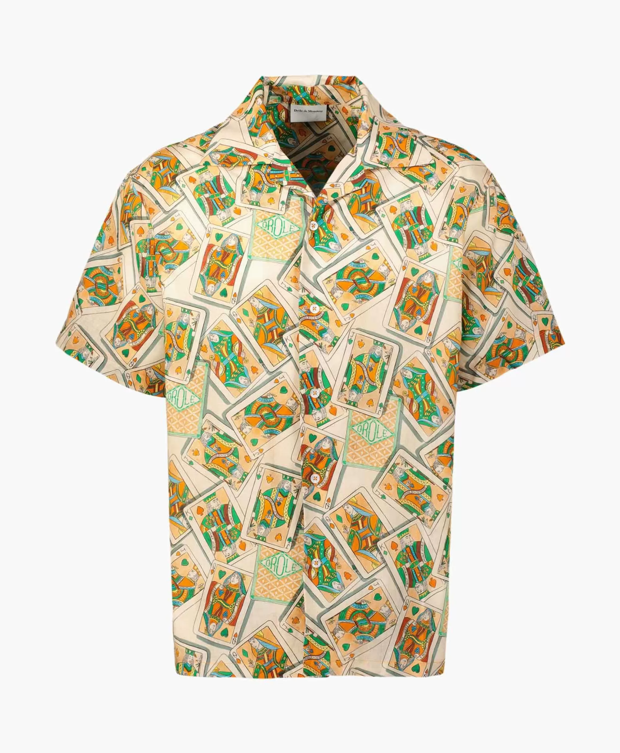 Drôle de Monsieur Camicia con Stampa Gioco di Carte - Design Elegante in Tinta Pesca