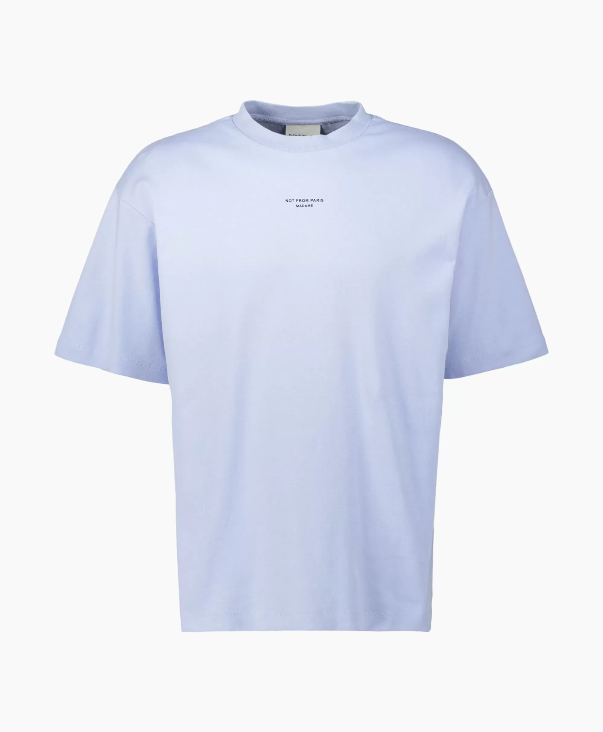 Maglietta Casual Drole de Monsieur con Stampa Slogan - Manica Corta in Tinta Unita Azzurro Chiaro