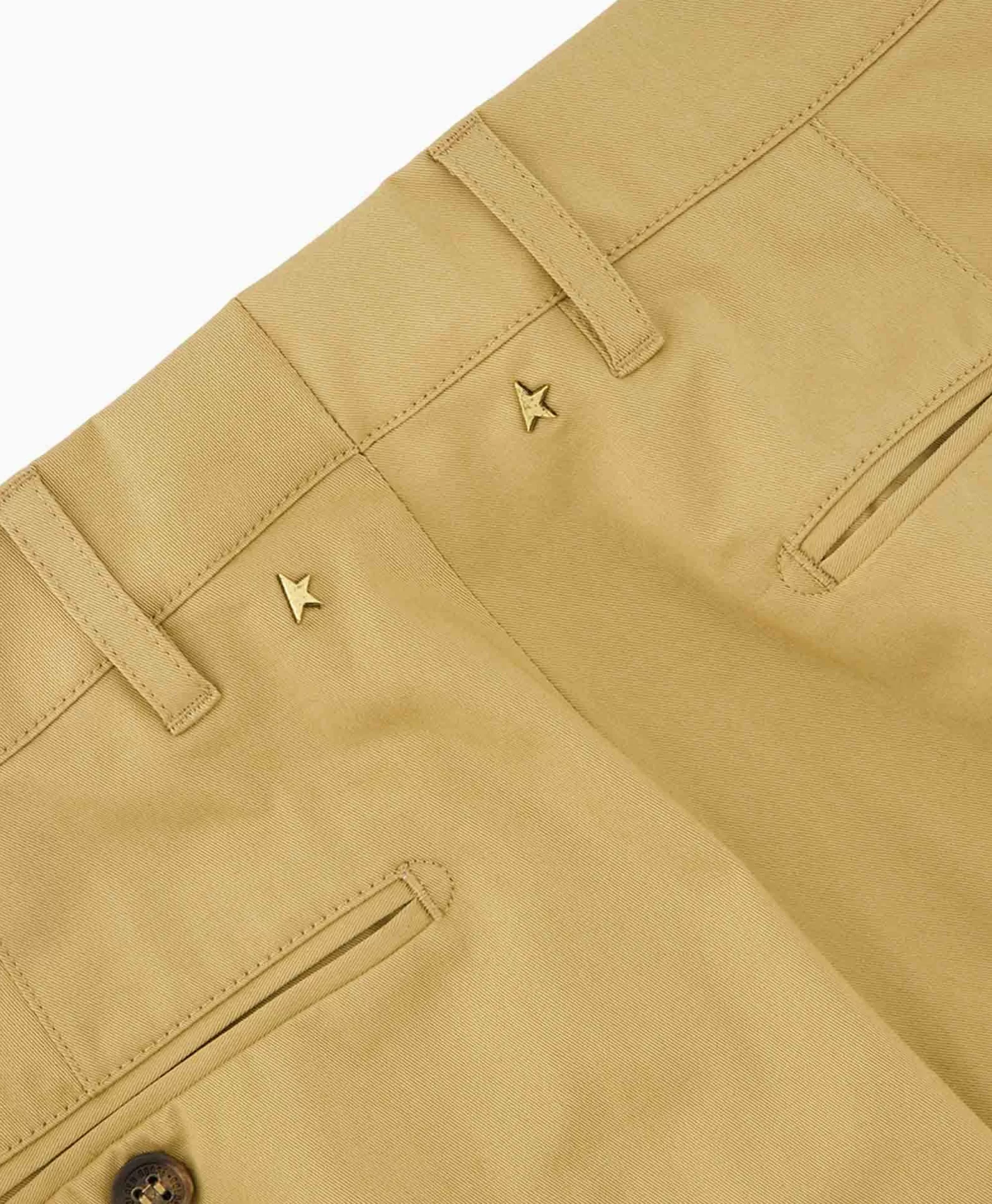 Golden Goose Uomo Pantaloni Chino in Cotone Confortevole Beige