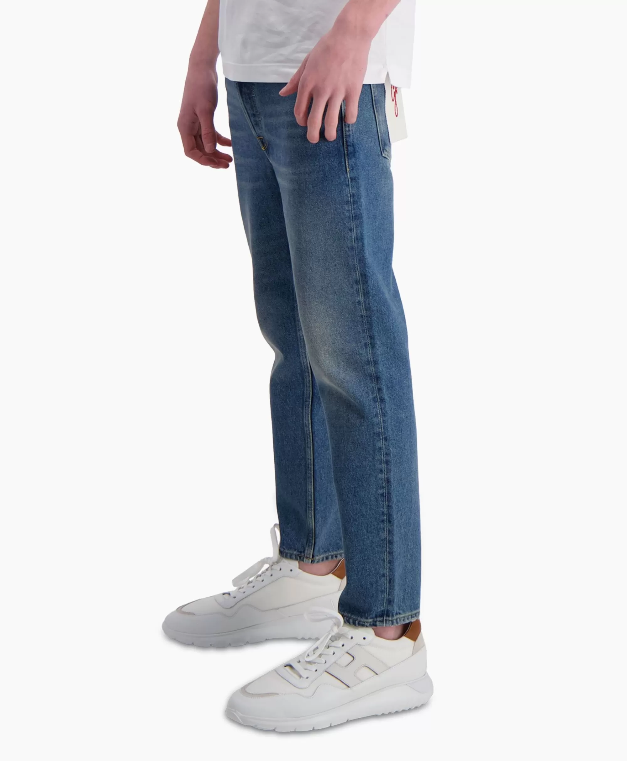 Golden Goose Pantaloni Uomo Vintage - Modello Happy Medium in Denim Blu Lavato a Pietra, Taglio Relaxed e Massima Comodità