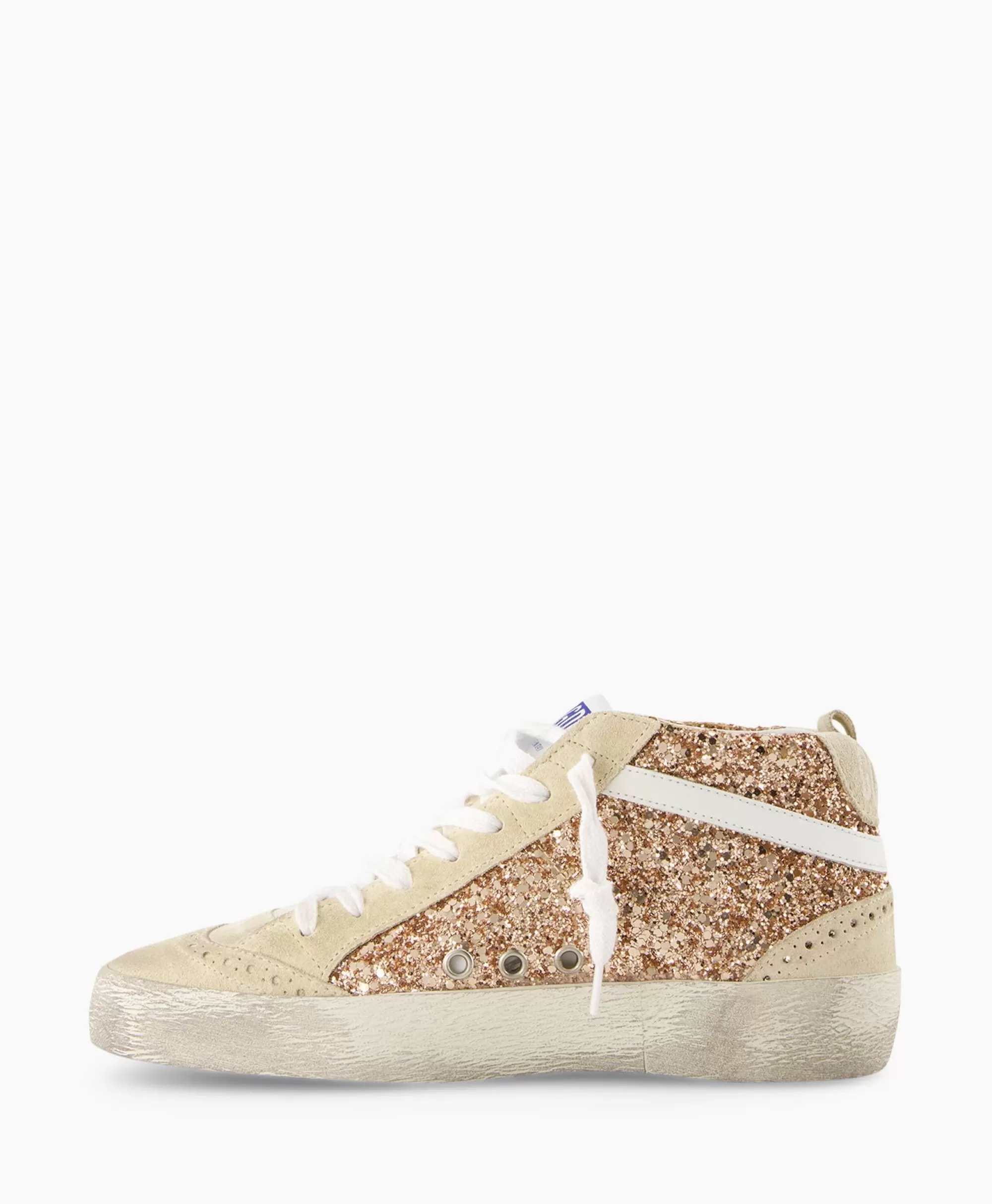 Golden Goose Mid Star - Scarpa da Ginnastica Mid Top in Pelle con Dettagli Conciati, Rosa Polverizzato - Stile Vintage e Design Iconico