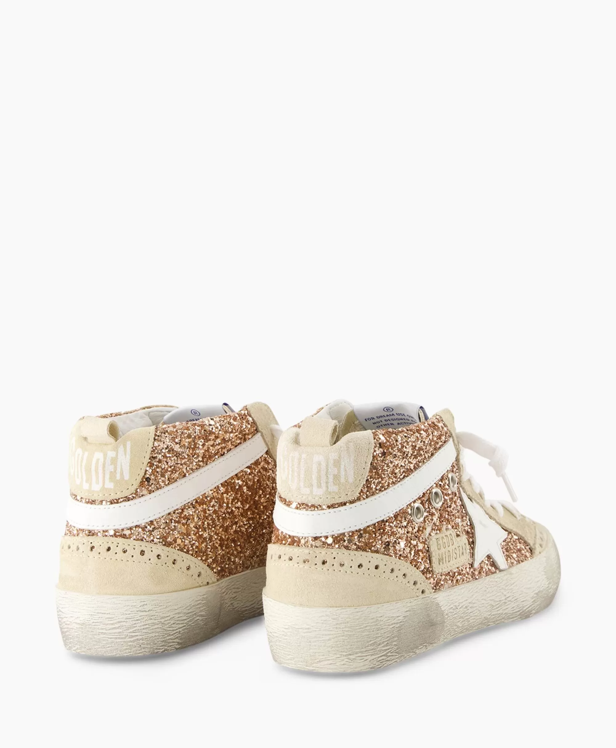 Golden Goose Mid Star - Scarpa da Ginnastica Mid Top in Pelle con Dettagli Conciati, Rosa Polverizzato - Stile Vintage e Design Iconico