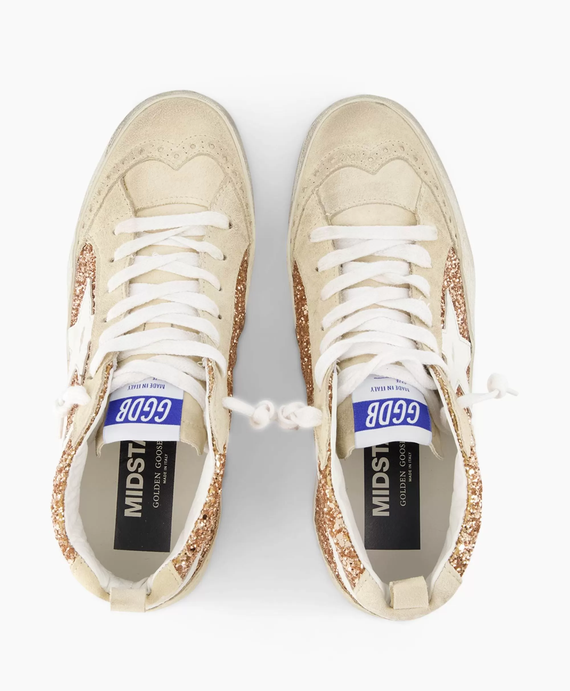 Golden Goose Mid Star - Scarpa da Ginnastica Mid Top in Pelle con Dettagli Conciati, Rosa Polverizzato - Stile Vintage e Design Iconico