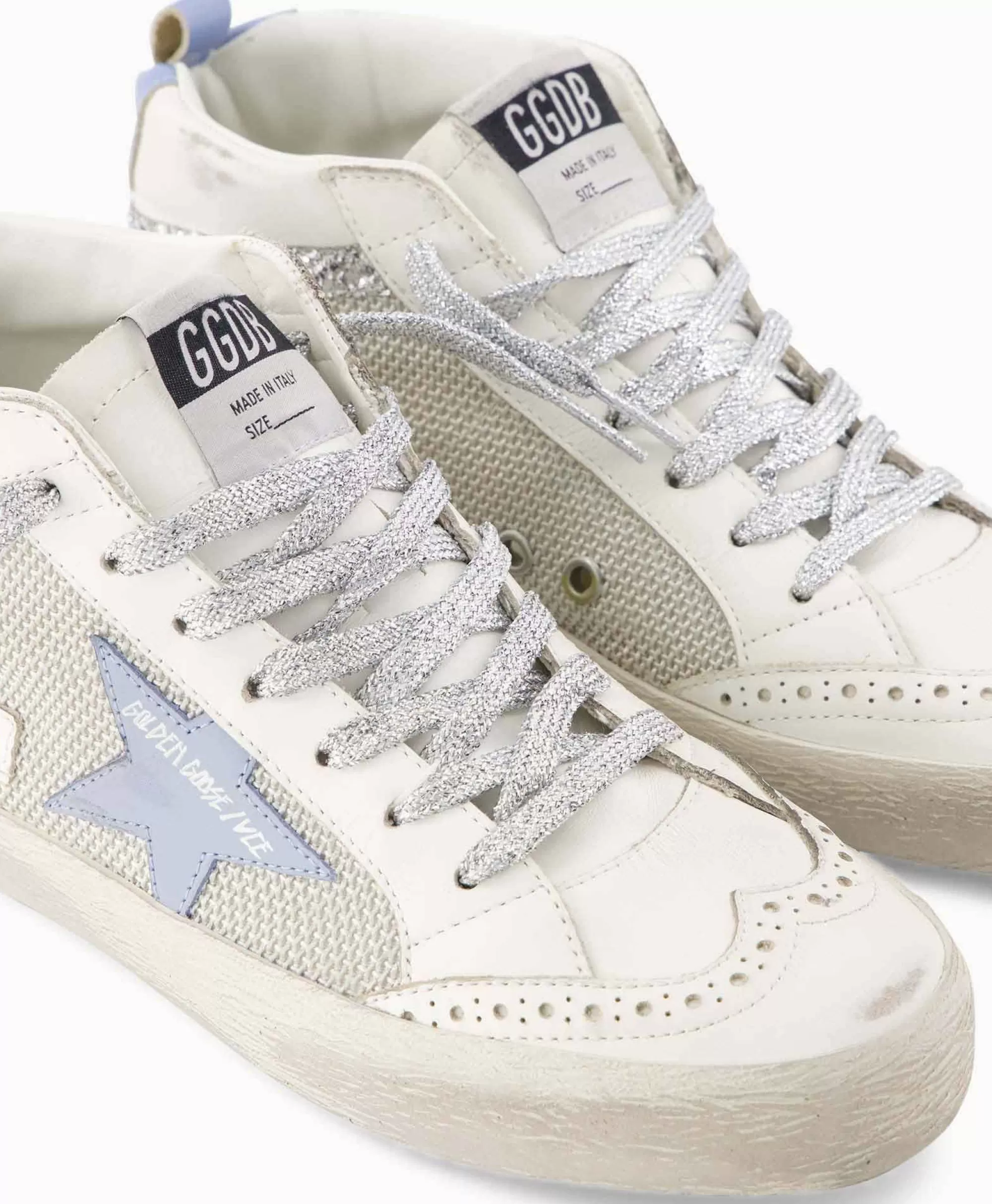 Golden Goose Mid Star - Scarpa da Ginnastica Unisex in Pelle Bianca con Design Iconico, Suola Cushioned e Detagli Vintage - Stile Casual-Chic Perfetto per Streetwear e Outfit Giornalieri