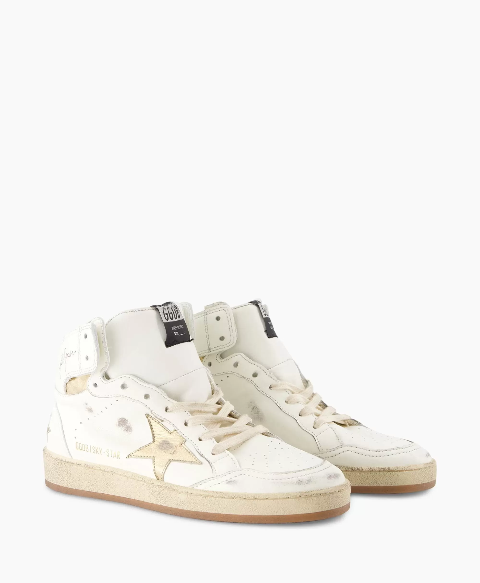 Golden Goose Sky Star - Scarpe Sportive in Pelle Nappa Laminata con Dettagli Premium - Design Iconico e Conforto Moderno - Disponibile in Bianco Opaco