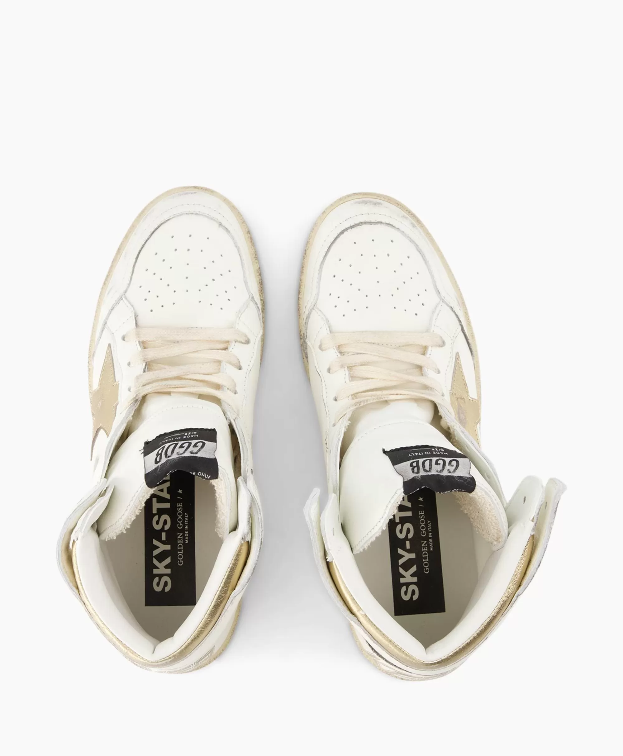 Golden Goose Sky Star - Scarpe Sportive in Pelle Nappa Laminata con Dettagli Premium - Design Iconico e Conforto Moderno - Disponibile in Bianco Opaco