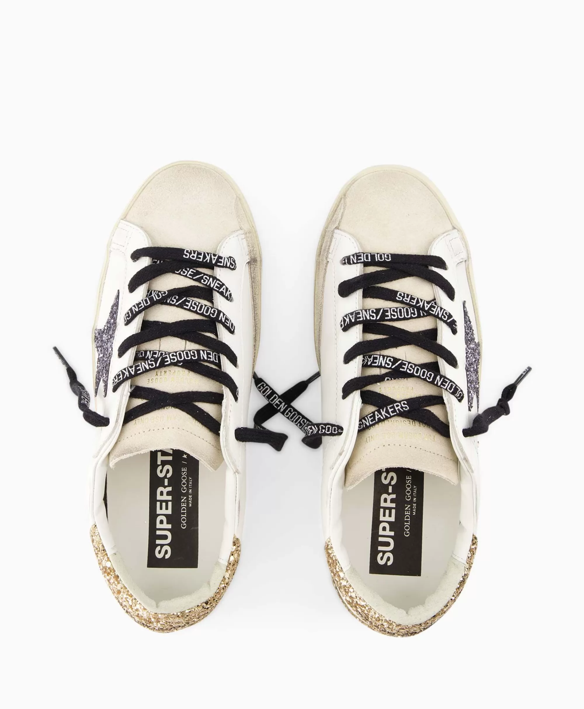 Golden Goose Superstar Sneakers in Pelle con Stelline Glitterate - Design Iconico Off-White