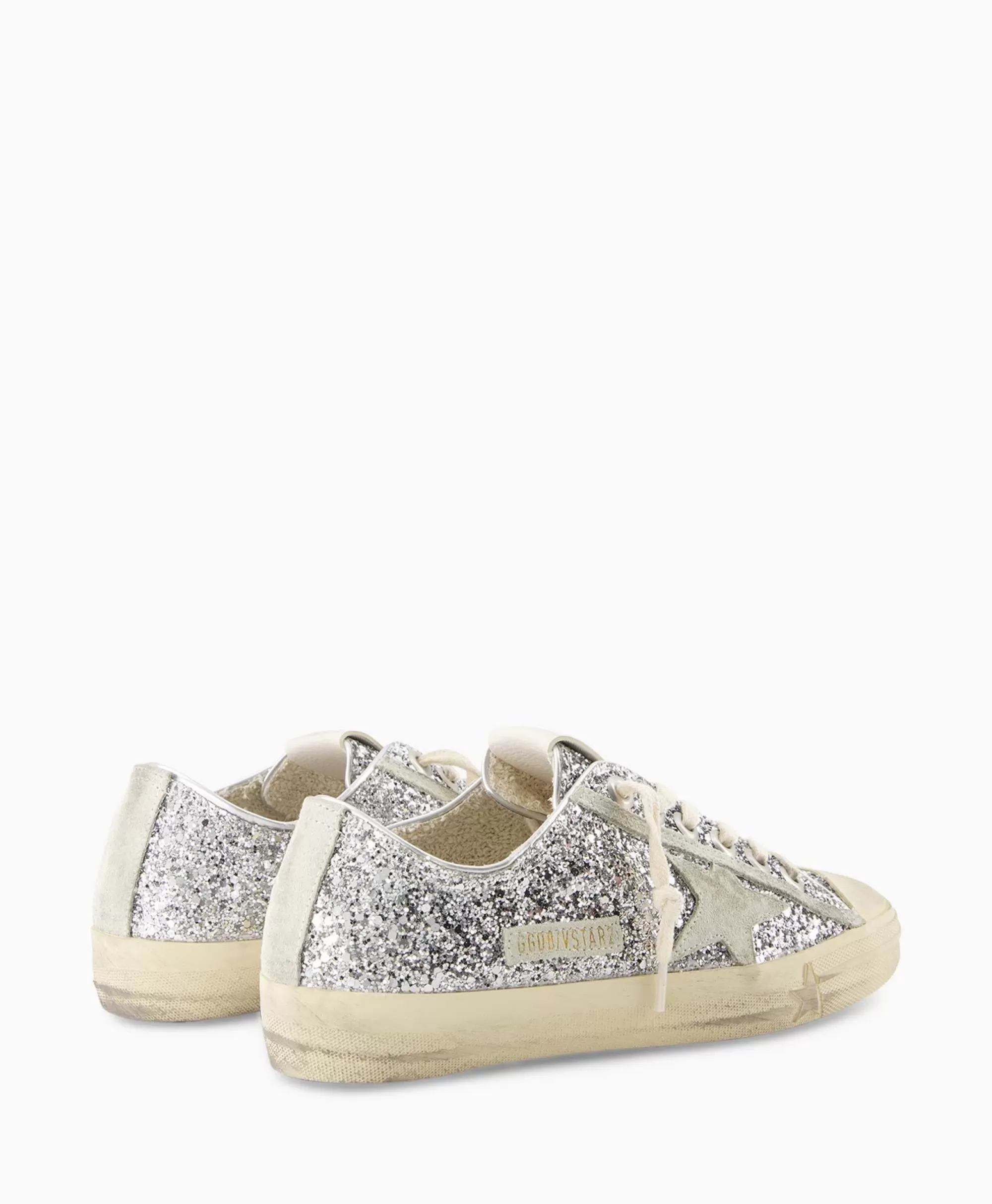 Golden Goose Scarpe da Ginnastica Modello V-Star 2 - Design Iconico con Dettagli Glitterati, Puntale Rinforzato in Gomma e Inserti in Pelle Scamosciata - Colore Argento