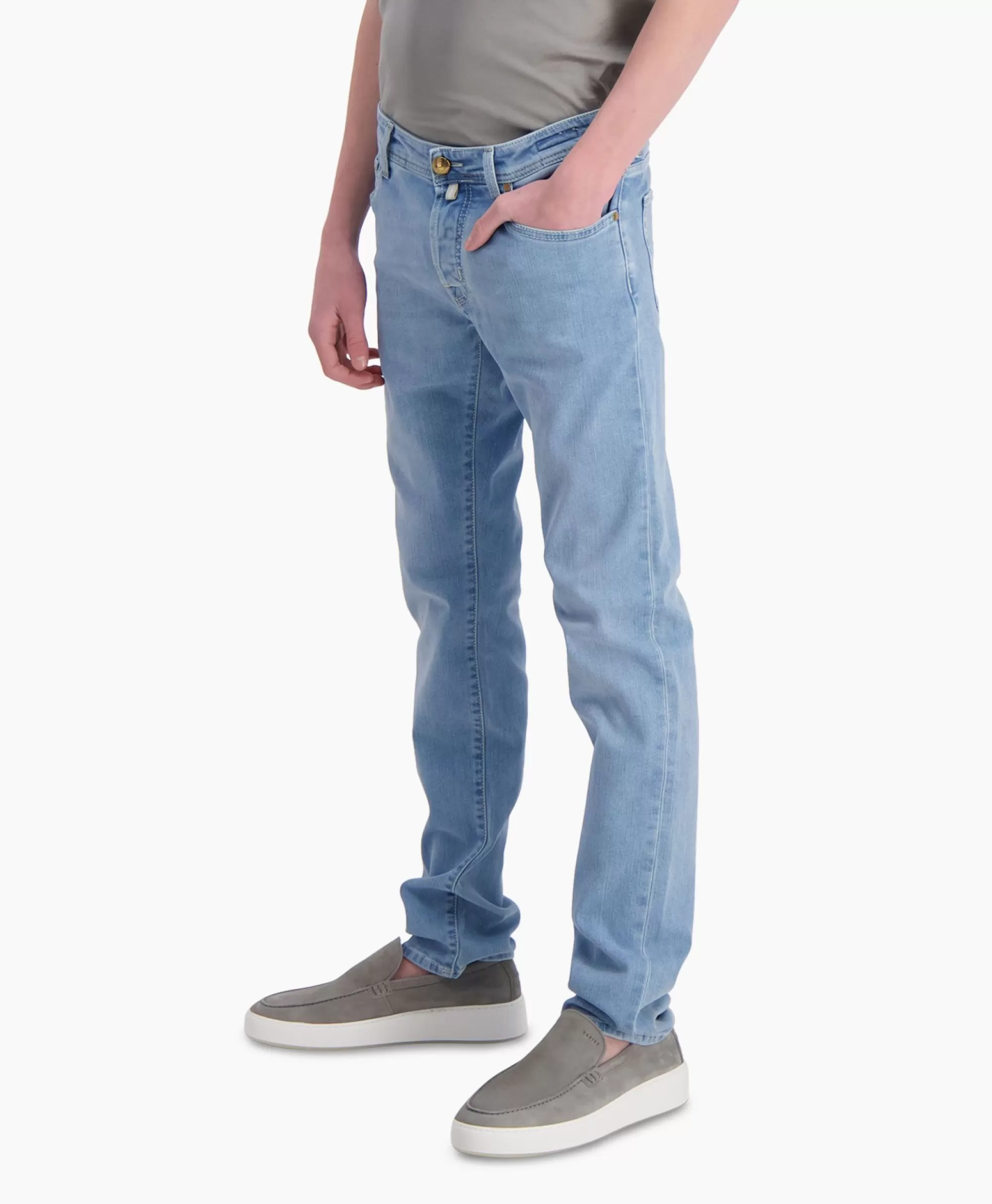 Jeans Uomo Jacob Cohen - 5 Tasche Taglio Super Slim in Blu Nick | Denim Premium Elasticizzato 

(：