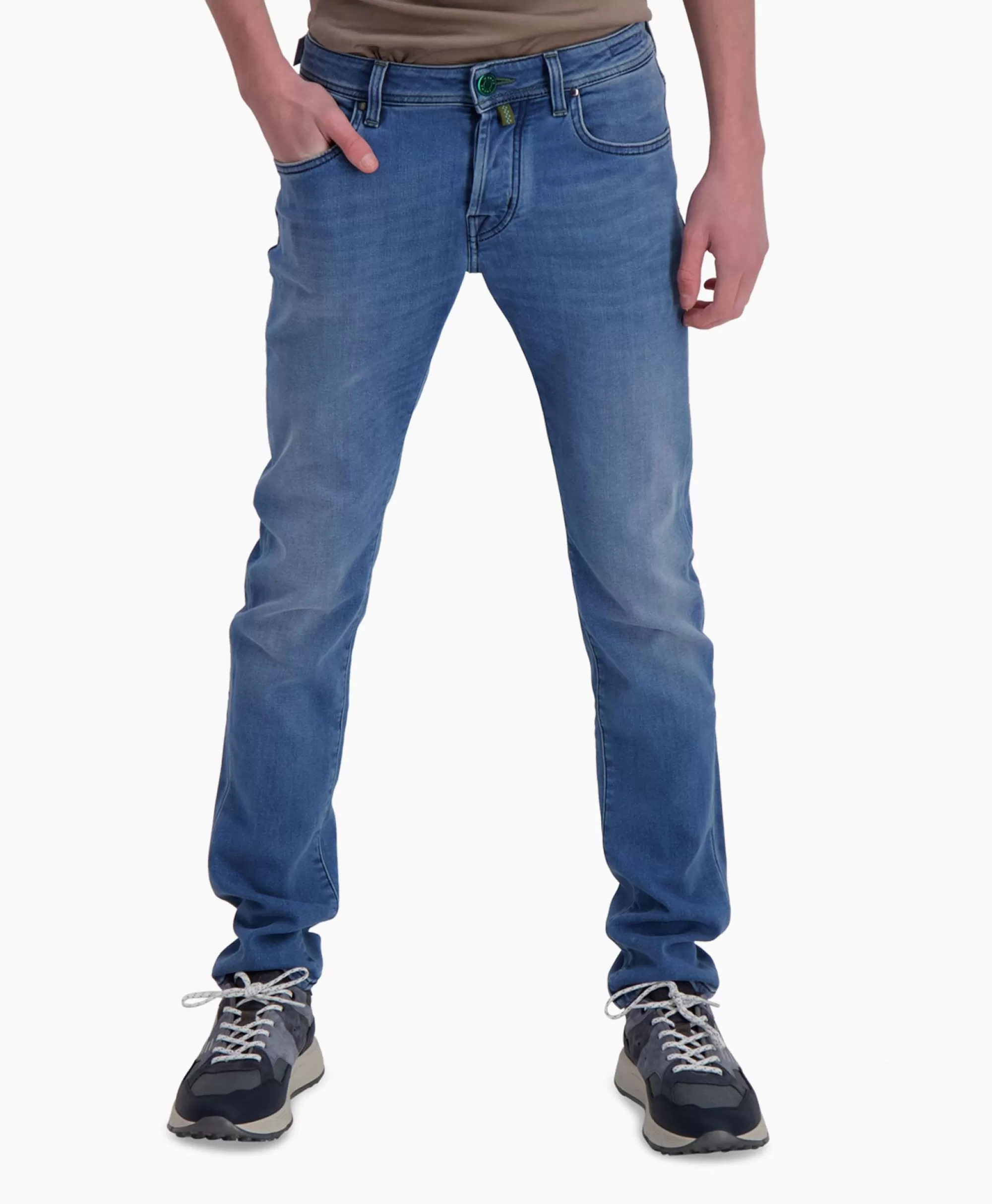 Jeans Jacob Cohen Uomo Nick - 5 Tasche Blu Scuro, Taglio Super Slim Fit Stretto