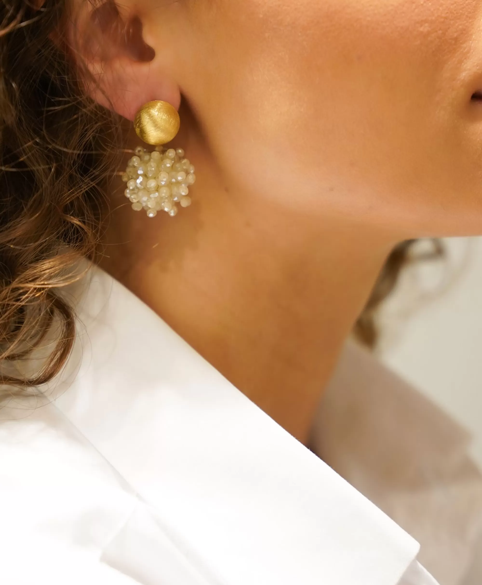 Orecchini Globe S con Doppia Pietra - Gioielli Lott in Tonalità Salmone, Design Moderne CE-GB