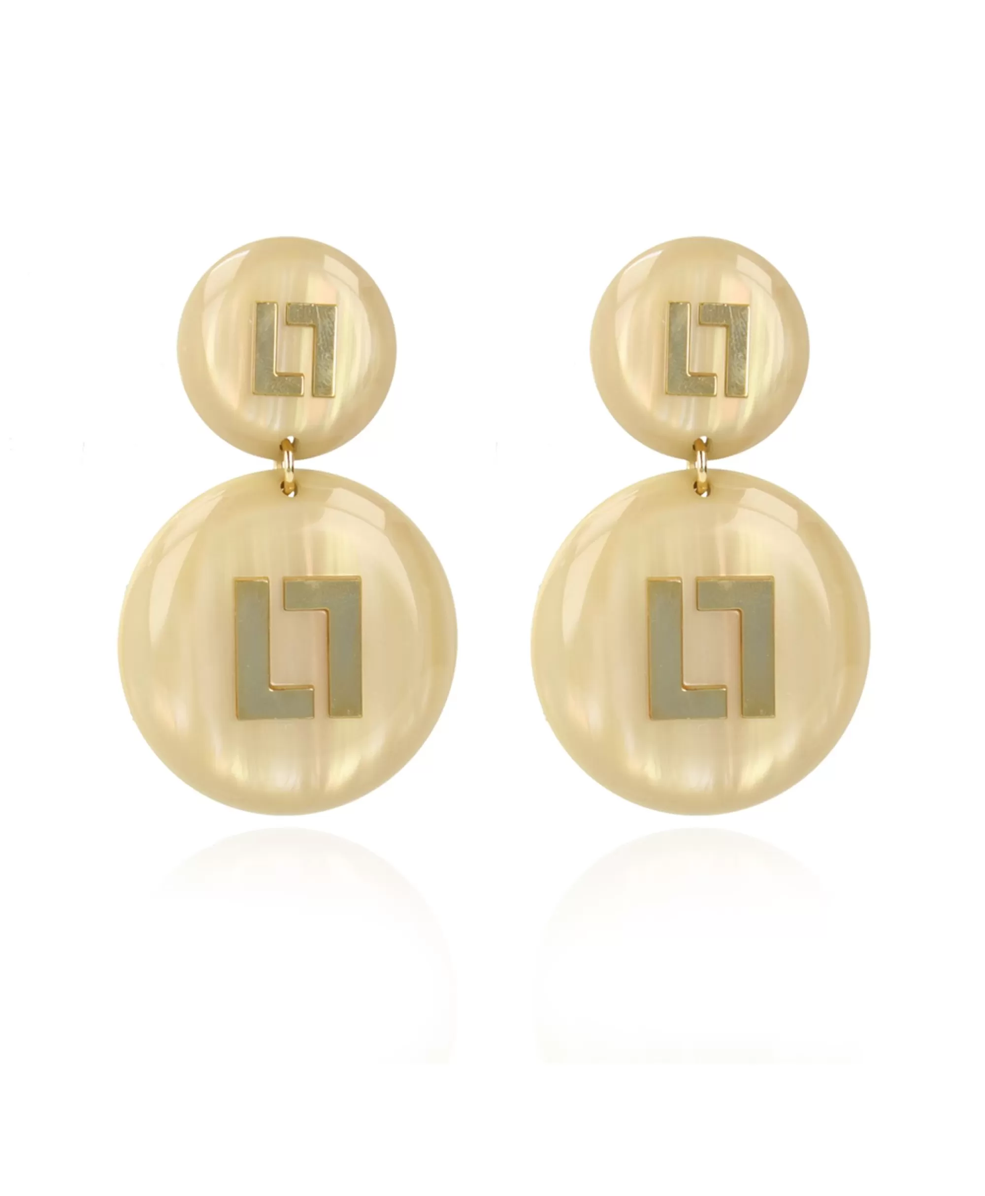 Lott Gioielli - Orecchini Tondi con Logo in Placcatura Oro Sabbia, Design Elegante per Stile Minimalista