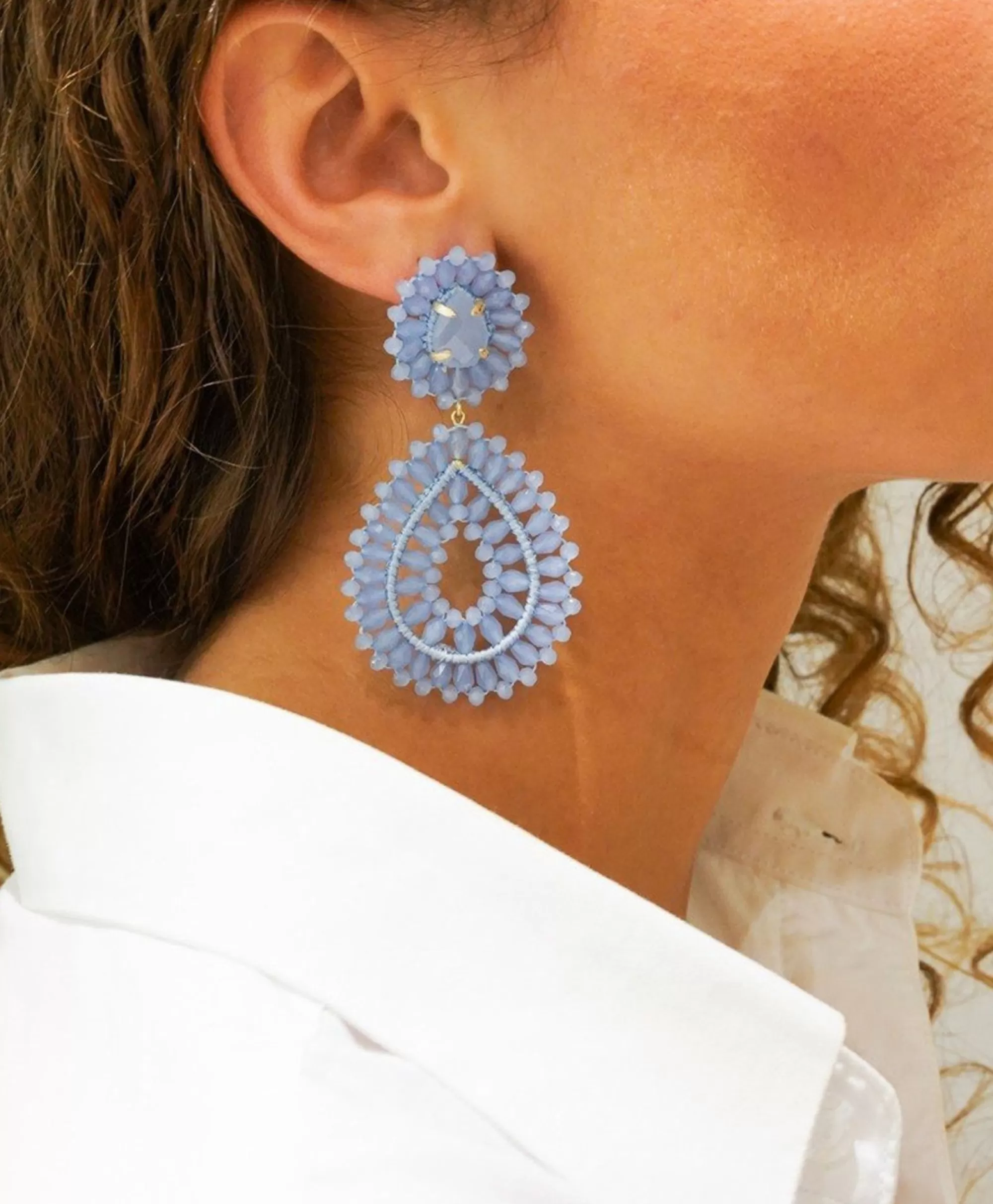 Orecchini con Doppio Pendente S in Blu Cielo - Gioielli Sieraden Lott in Argento con Design Moderno