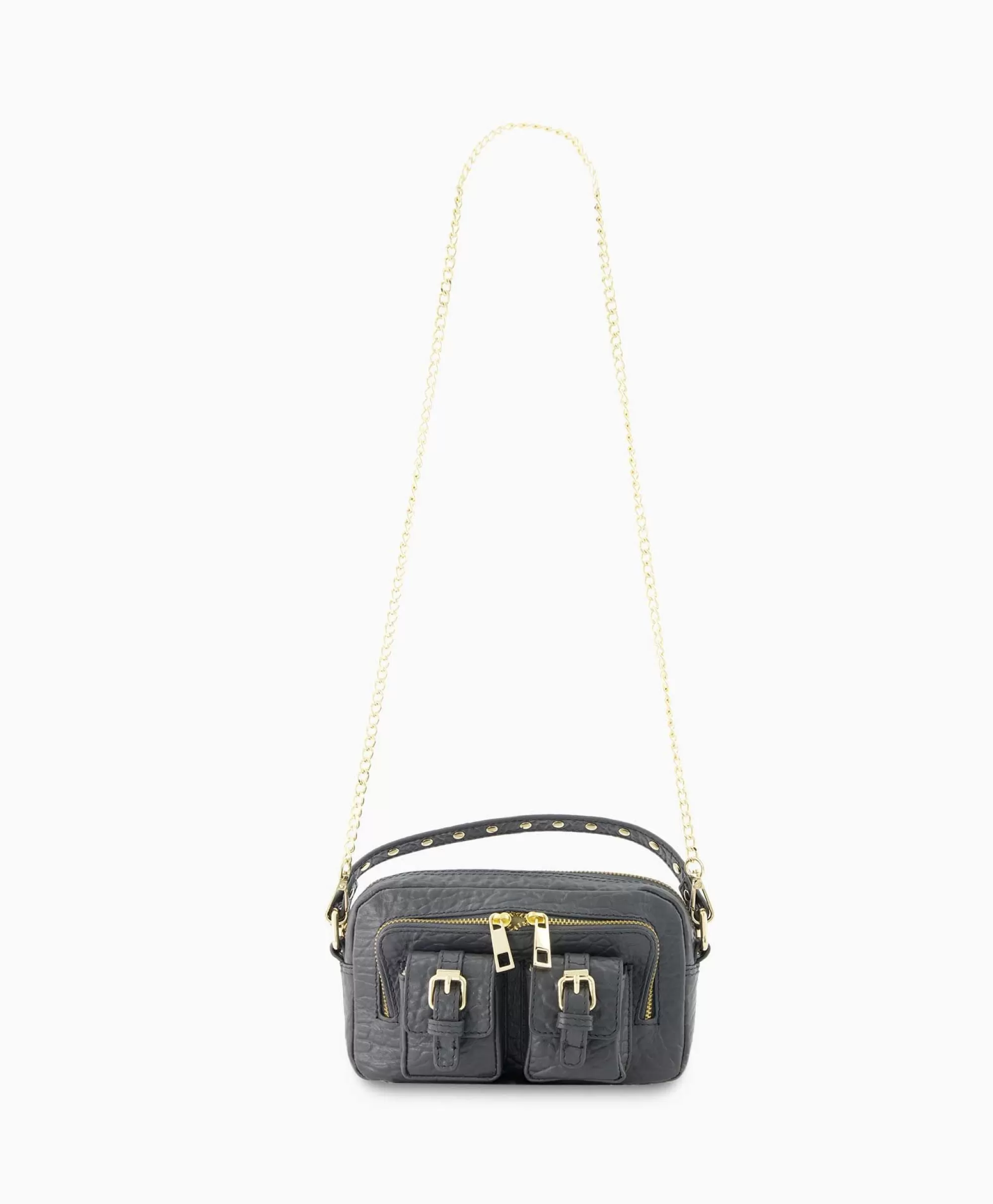 Borsa a Spalla Helena con Fibbia - Taschen Nunoo in Grigio Antracite, Design Pratico per il Giorno