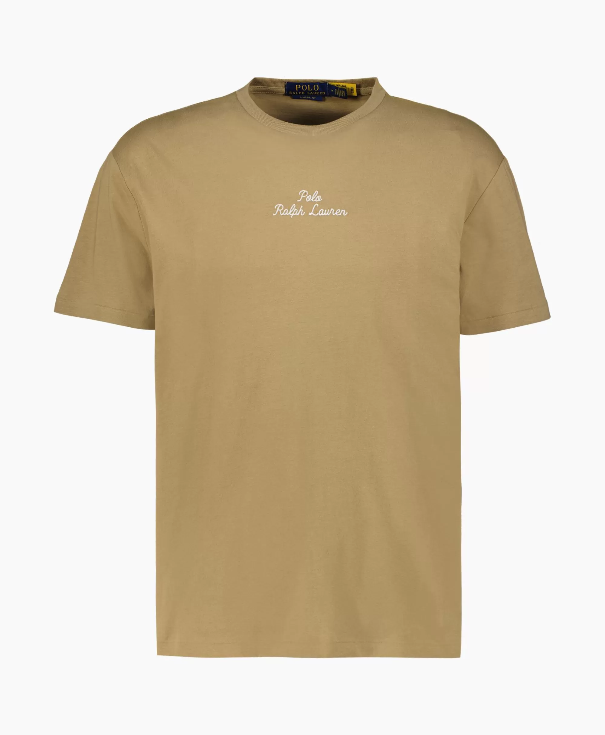 Ralph Lauren Maglietta Basic Manica Corta in Jersey Morbido con Logo Centrale, Colore Sabbia - T-Shirt Casual Unisex