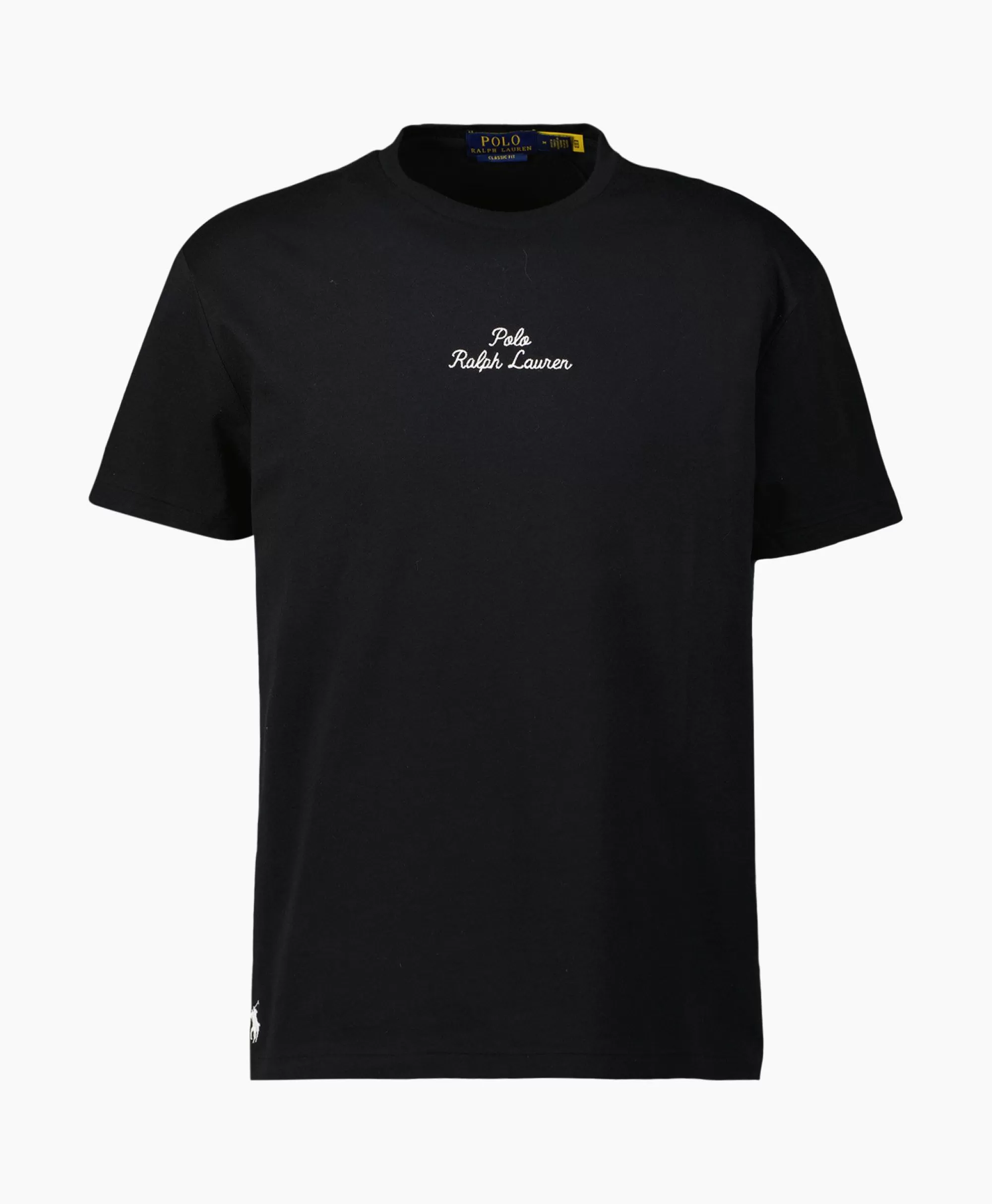 Ralph Lauren Maglietta Manica Corta Classica in Jersey con Logo Mediano Centrale - Nero