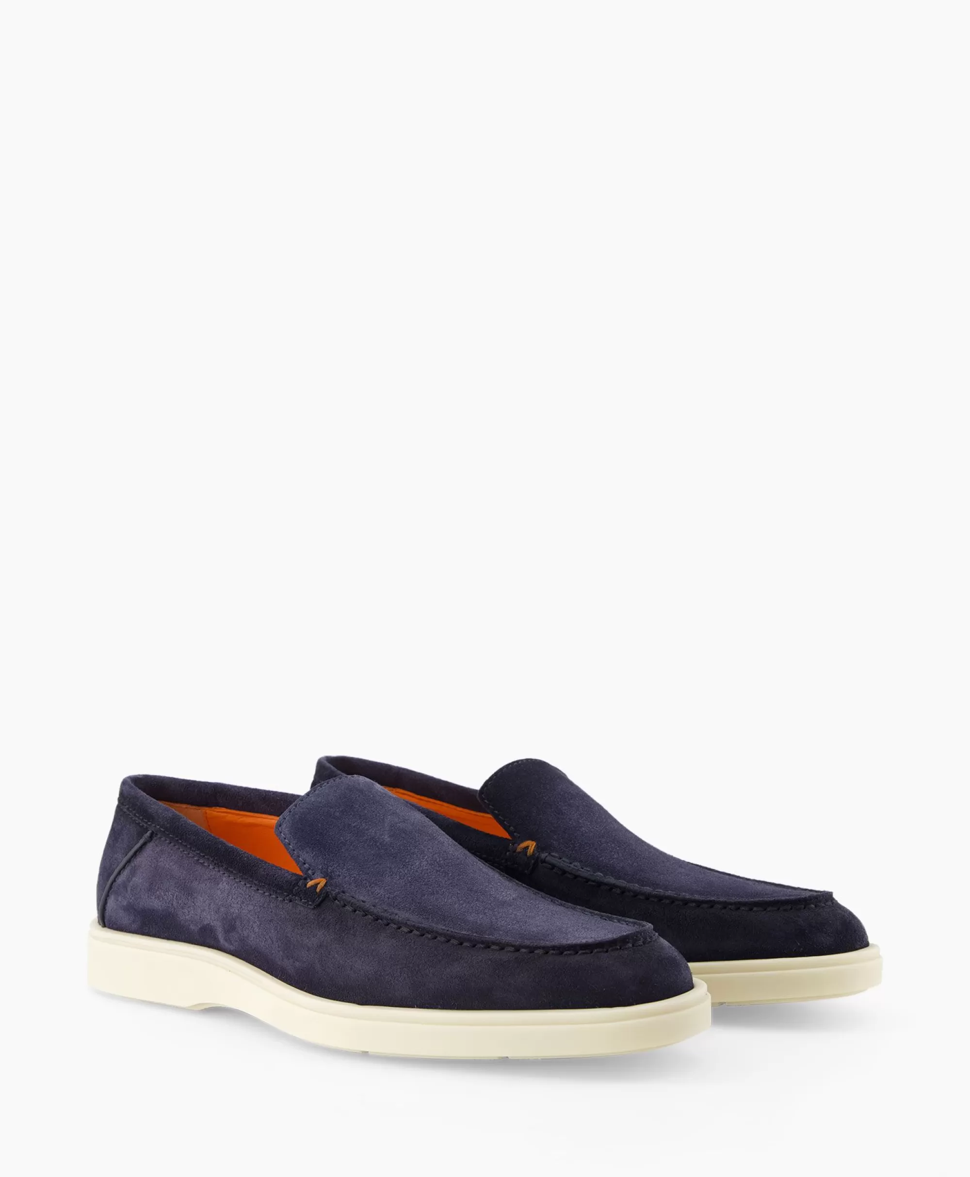 Mocassini Eleganti Santoni in Pelle Pregiata - Design Botanico/A-Gex Blu Elettrico con Fodera Artigianale
