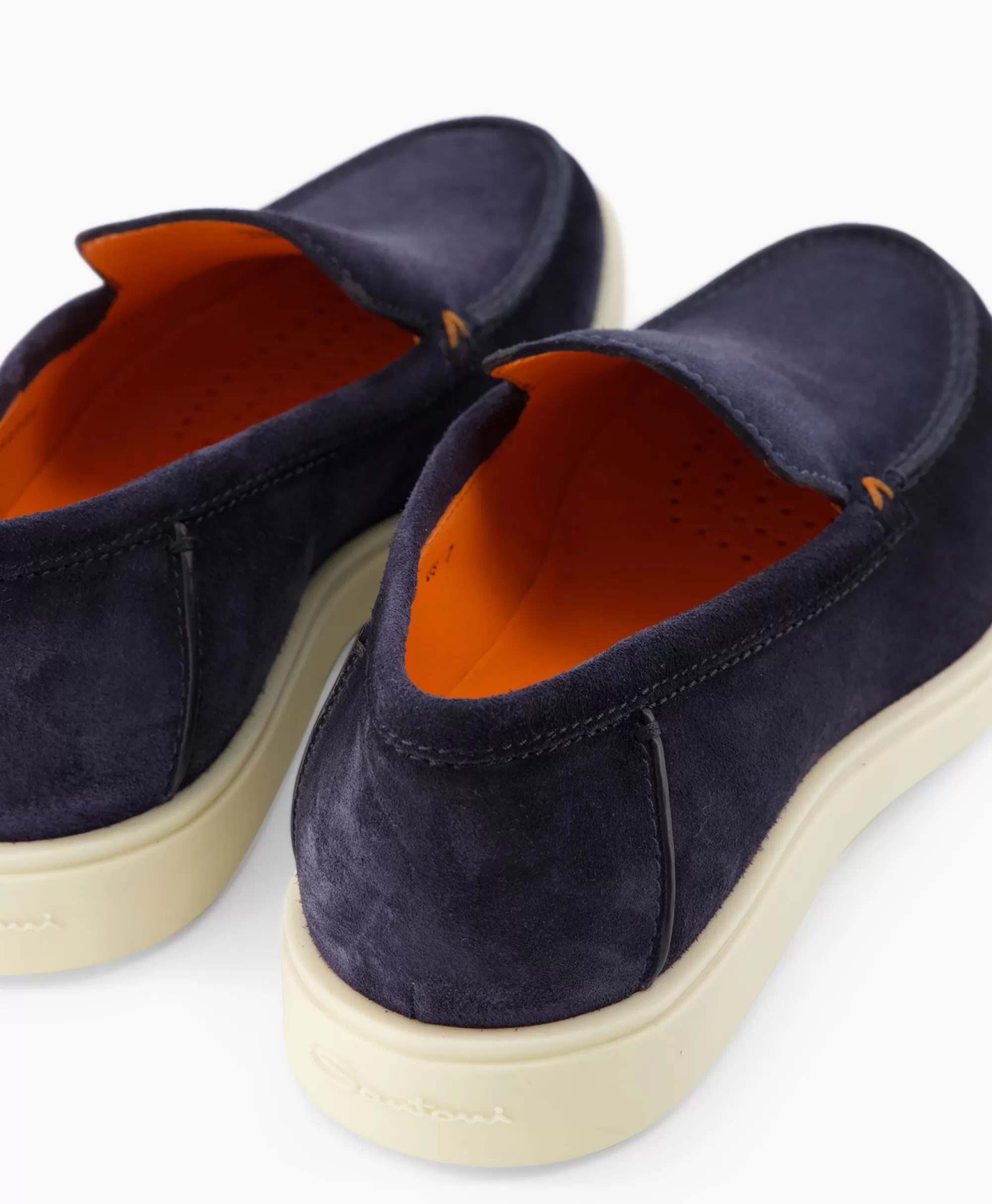 Mocassini Eleganti Santoni in Pelle Pregiata - Design Botanico/A-Gex Blu Elettrico con Fodera Artigianale