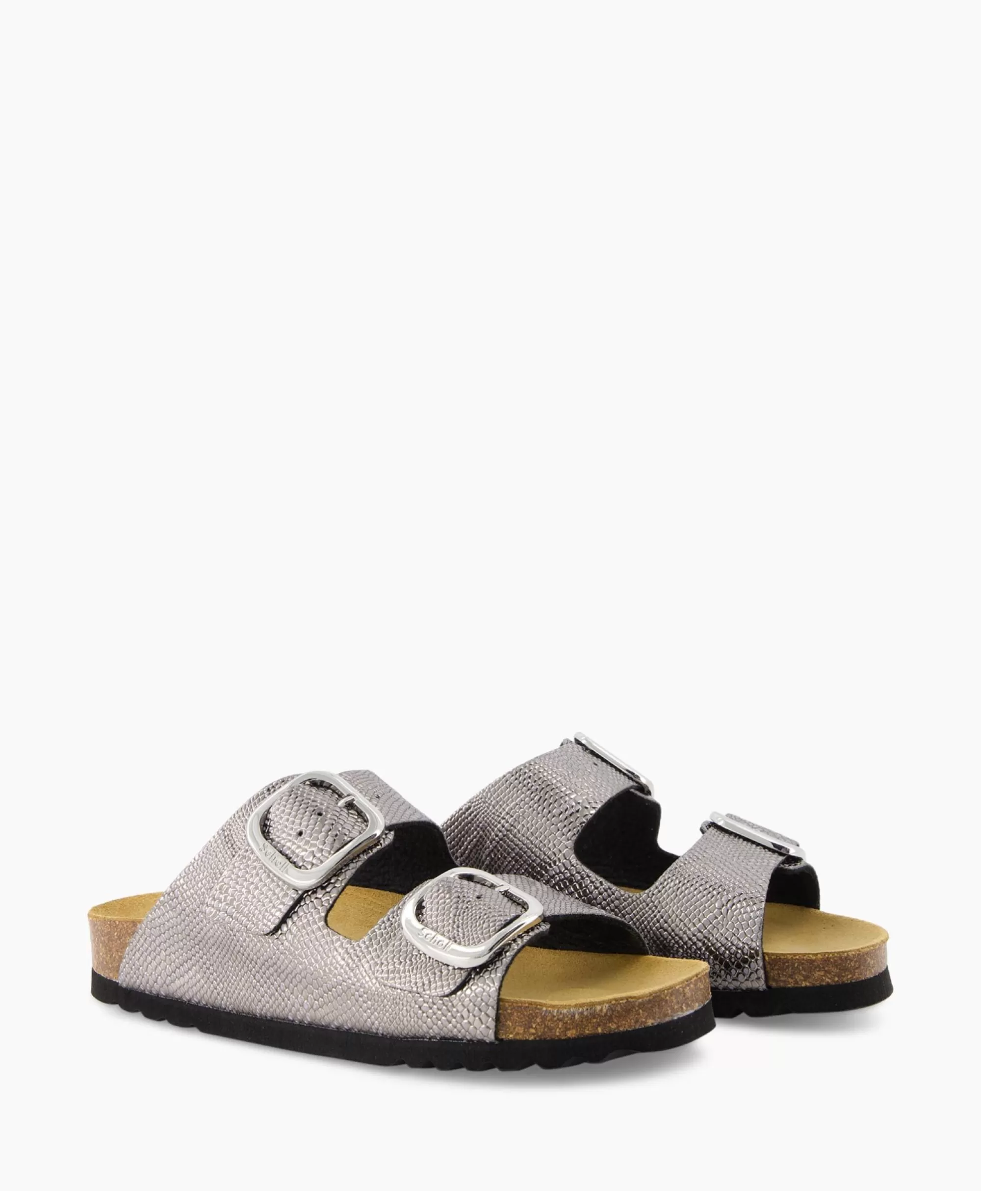 Sandali Scholl Iconic Comode e Stilose - Modello F31526 in Tomaia Morbida con Plateau Argento Metallizzato, Design Ergonomico Per Tutto il Giorno