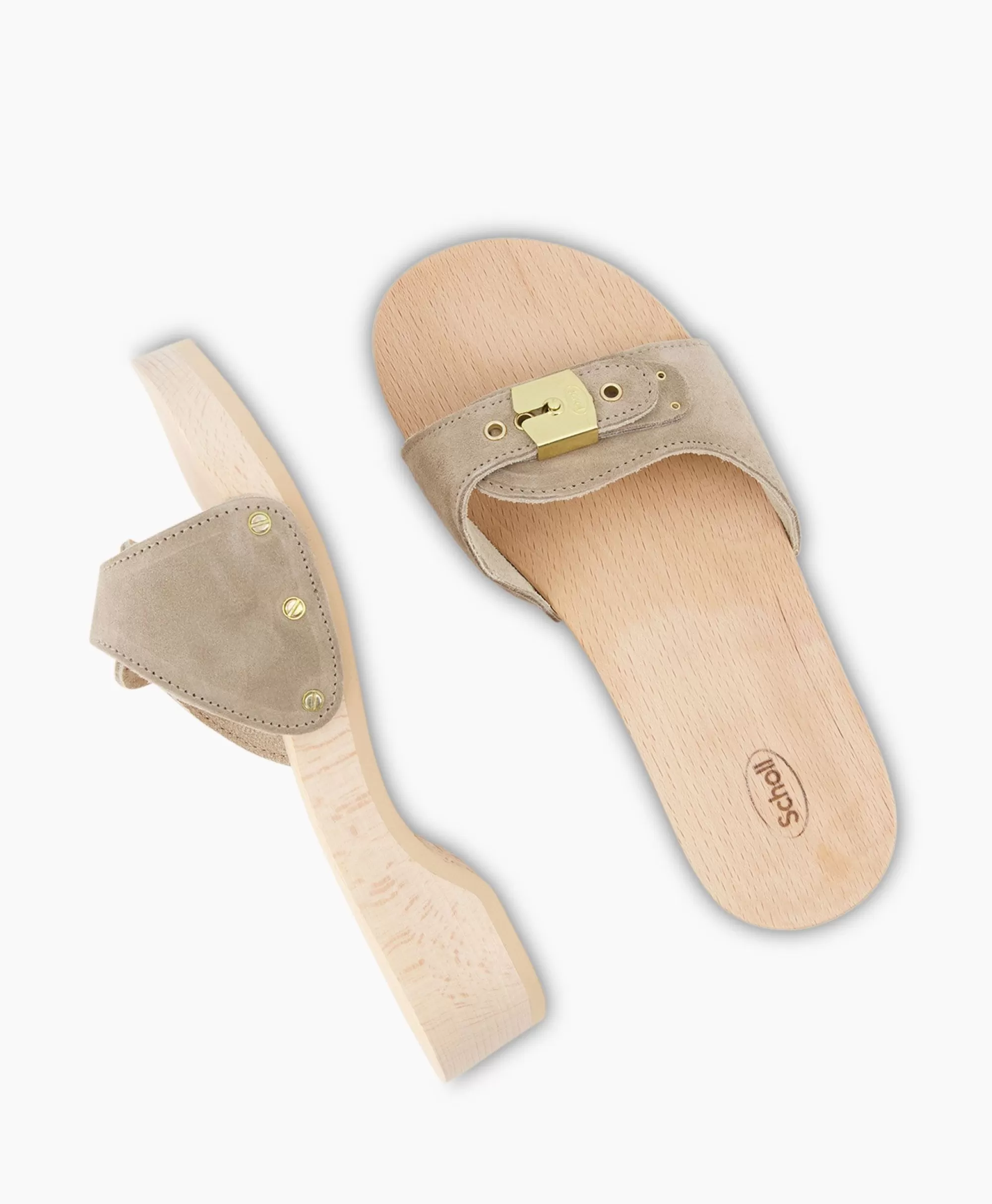 Scholl Iconiche Pescura: Sandali con Tacco Comodo in Beige Naturale