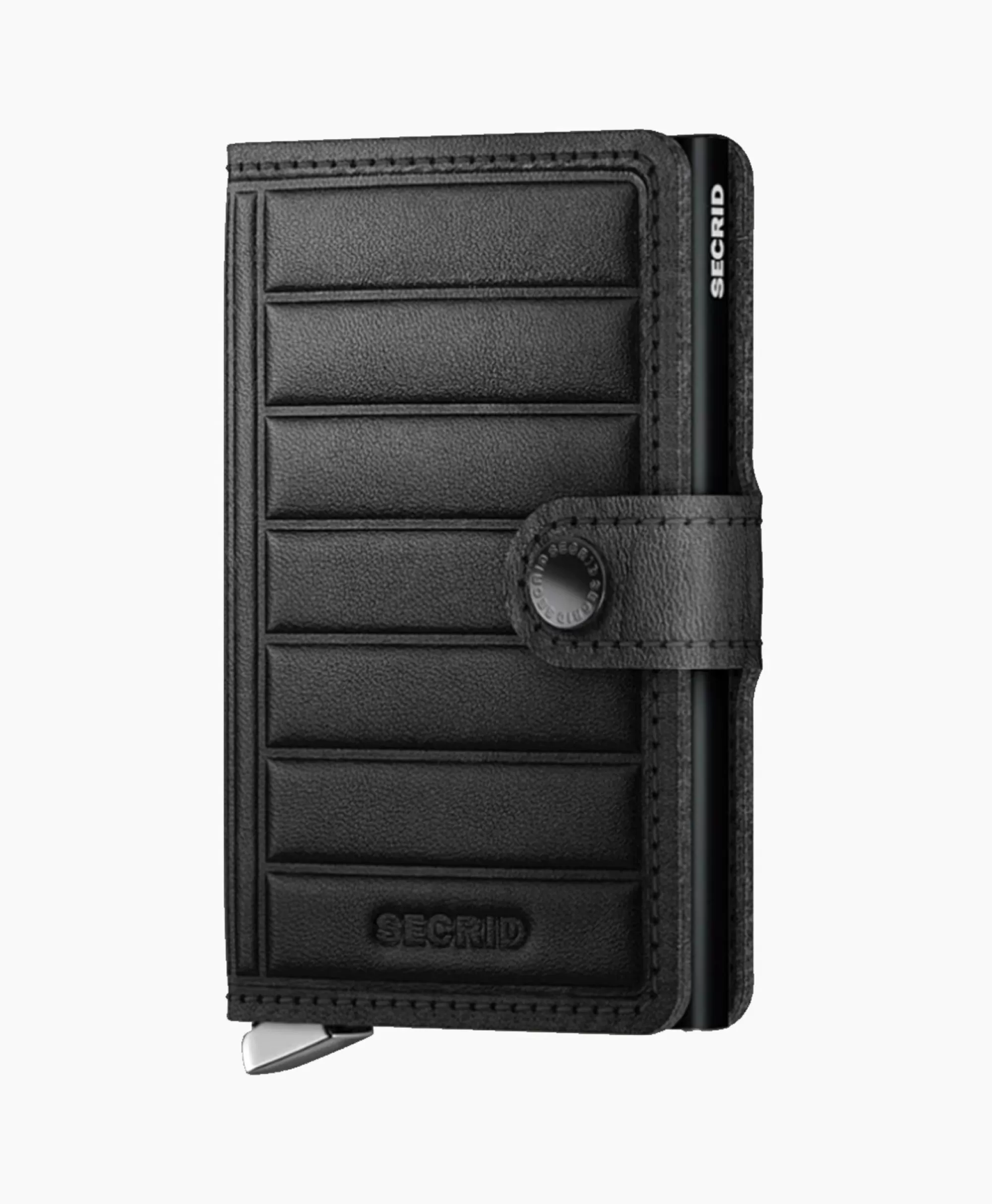 Secrid - Portafoglio Mini Premium in Pelle Nera con Motivo Righe in Rilievo, Design Compatto ed Elegante