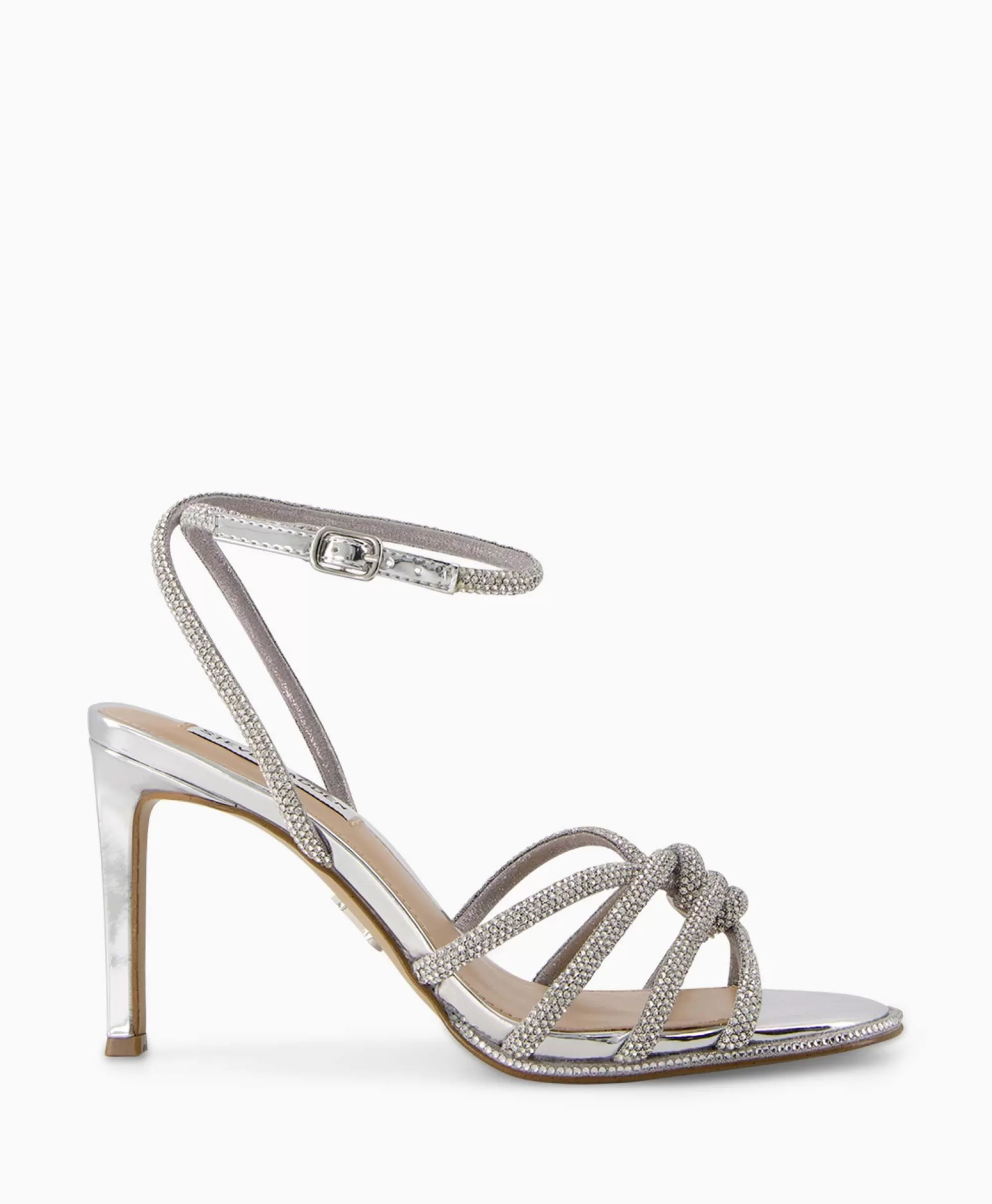 Steve Madden Kailyn-R: Sandali Eleganti con Tacco Sottile in Argento Lucido