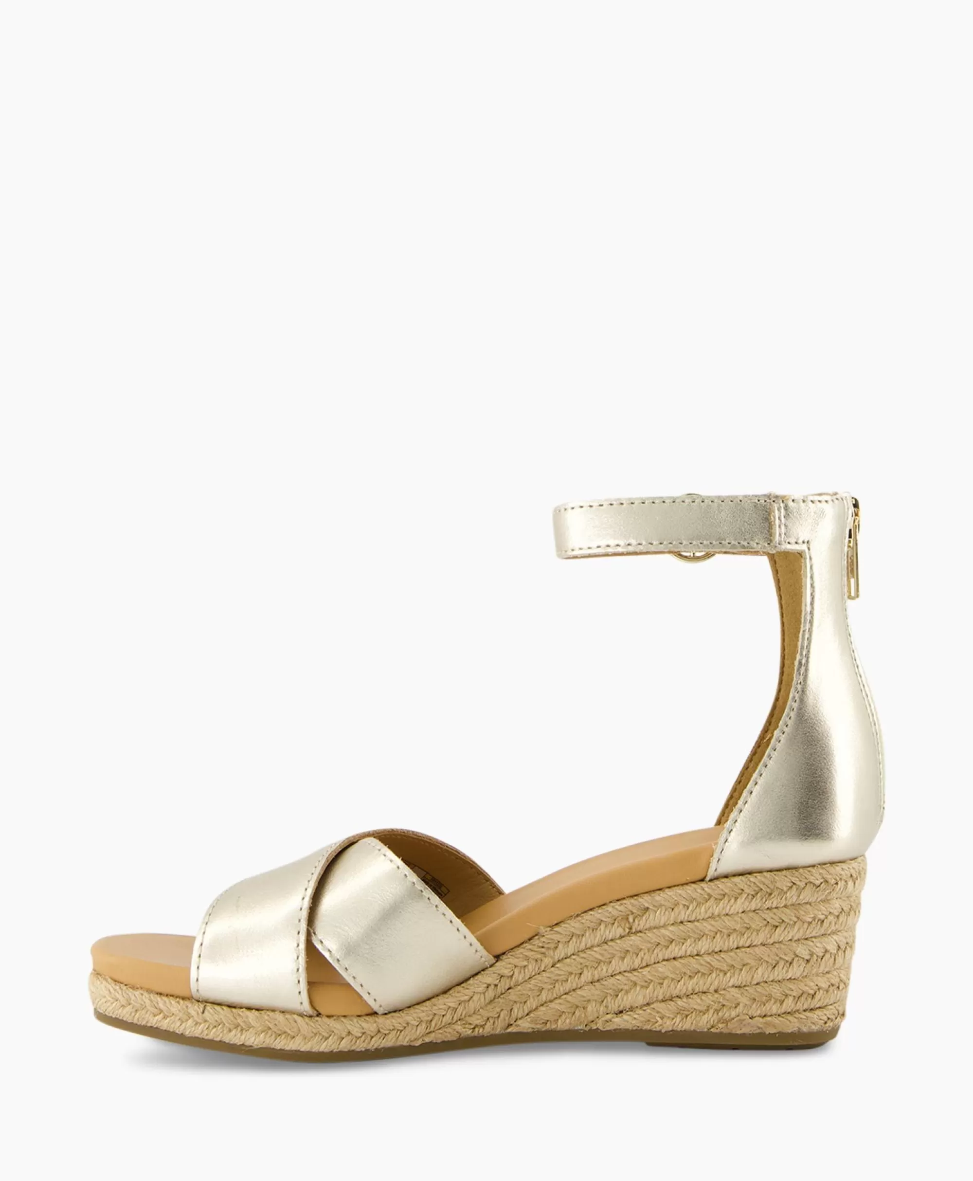 SANDALI UGG EUGENIA IN PELLE MORBIDA COLOR ORO - CALZATURA CONFORTEVOLE E STILOSA

（：，，，，）