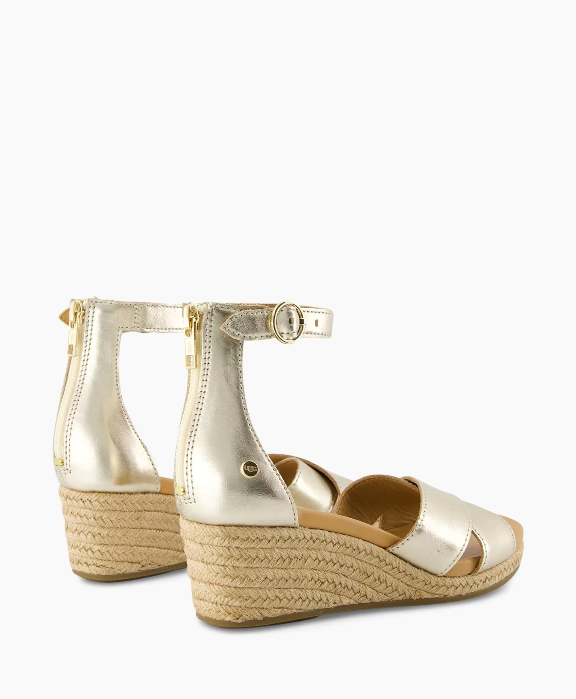 SANDALI UGG EUGENIA IN PELLE MORBIDA COLOR ORO - CALZATURA CONFORTEVOLE E STILOSA

（：，，，，）