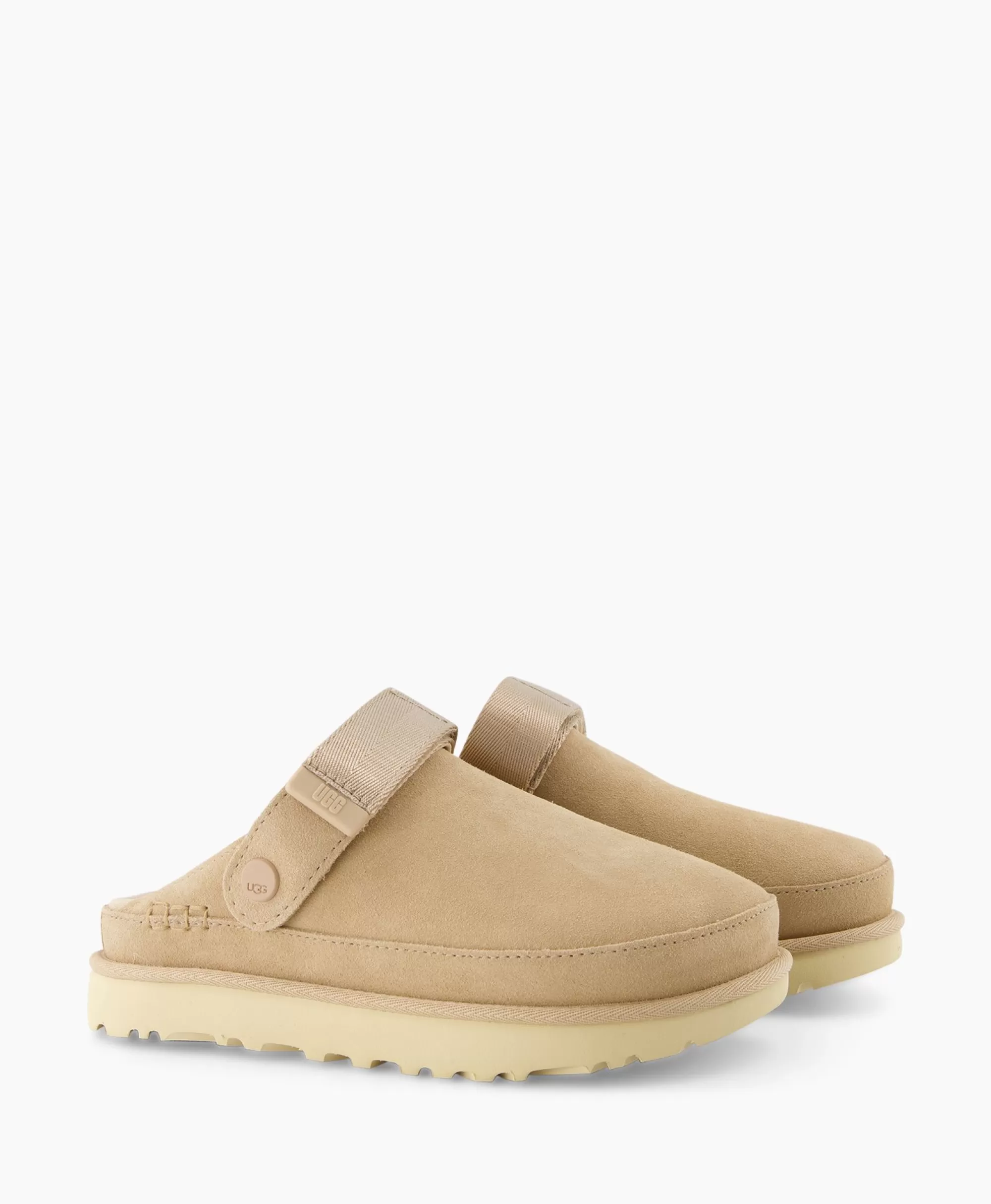 Ugg Sandali Comfort Senza Tacco Goldenstar - Clog in Tinta Unica Beige con Rifiniture Dorate