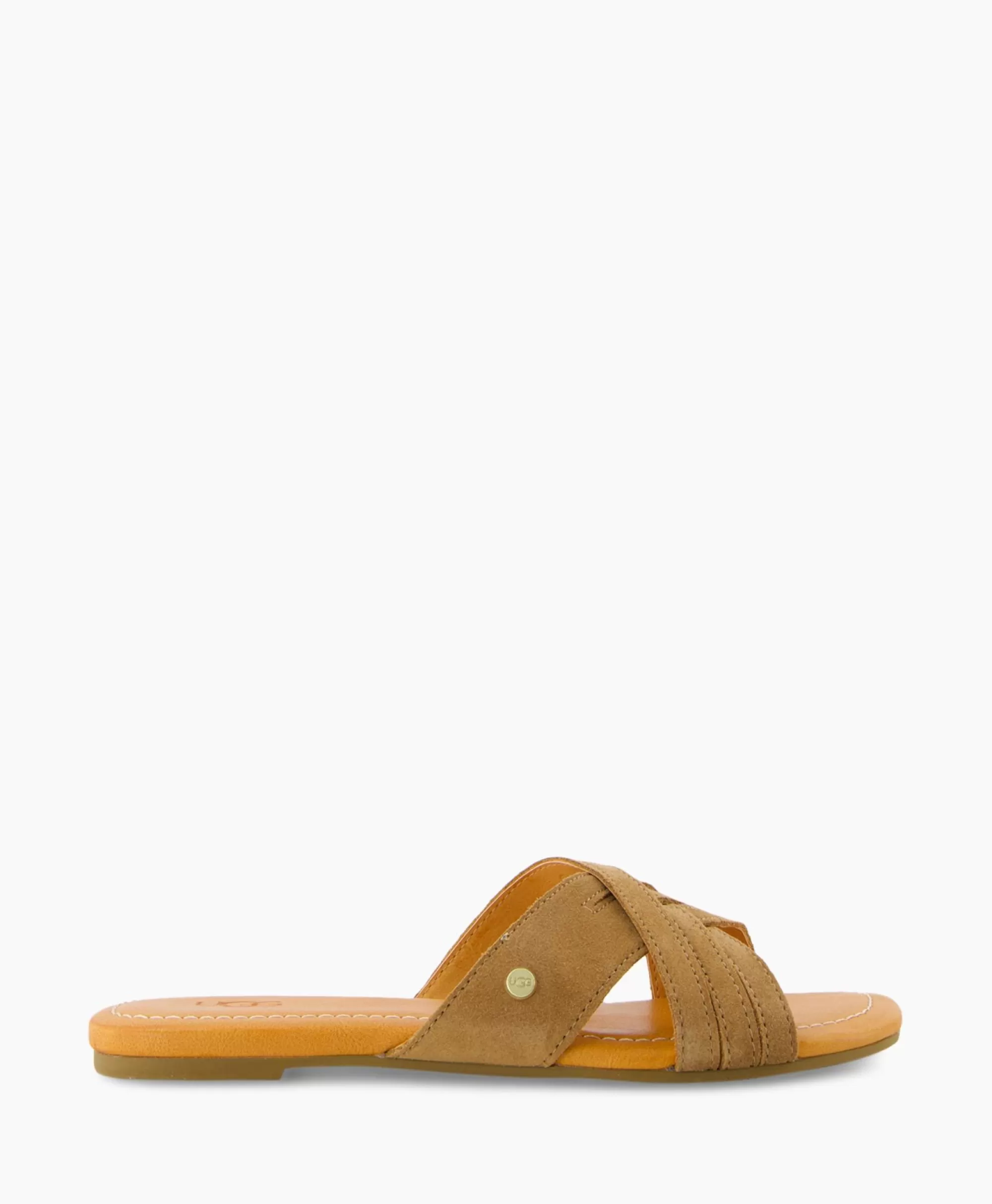 Ugg Sandali Donna Kenleigh Slide Senza Tacco in Pelle Marrone - Design Comodo con Suola Morbida
