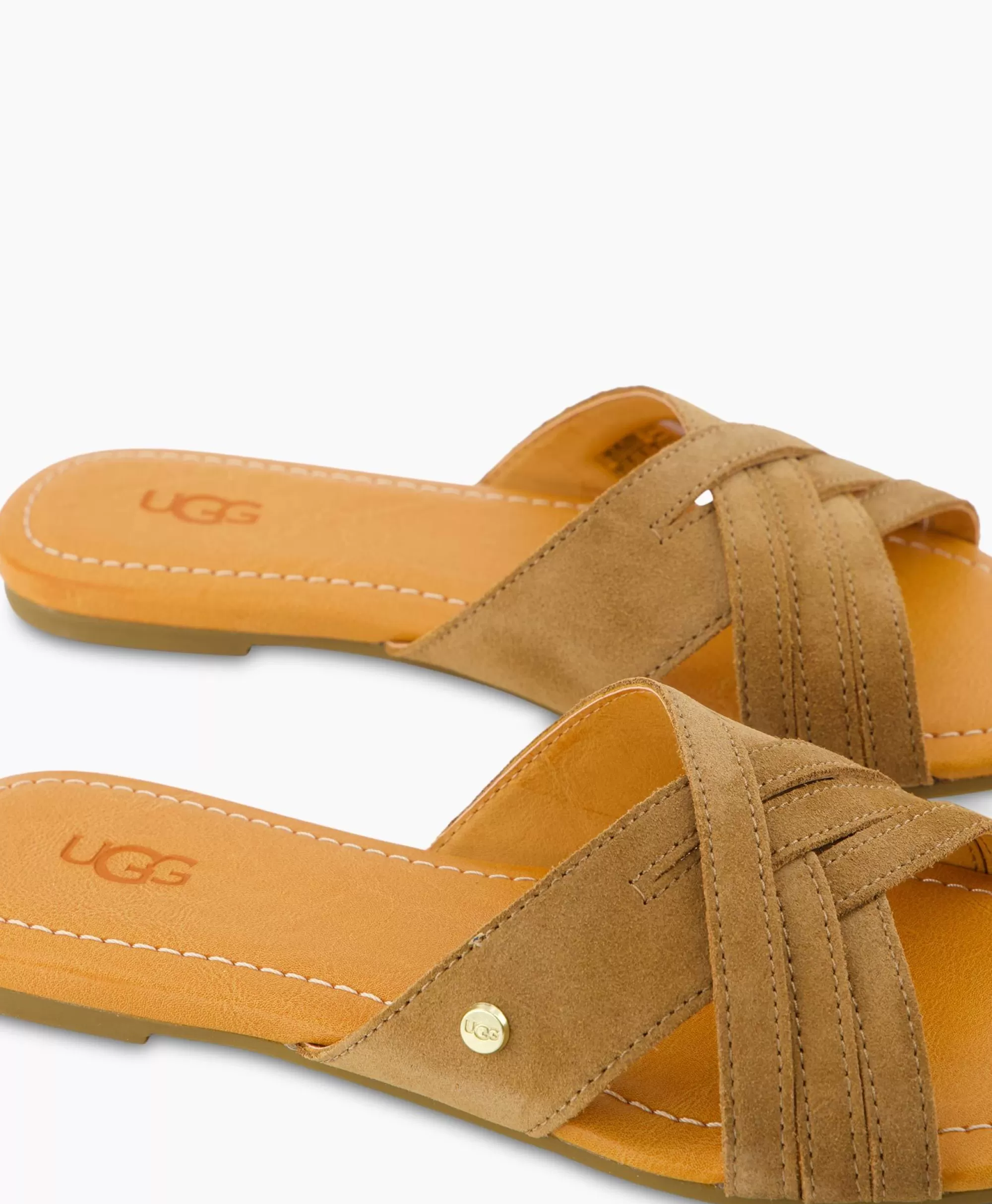 Ugg Sandali Donna Kenleigh Slide Senza Tacco in Pelle Marrone - Design Comodo con Suola Morbida