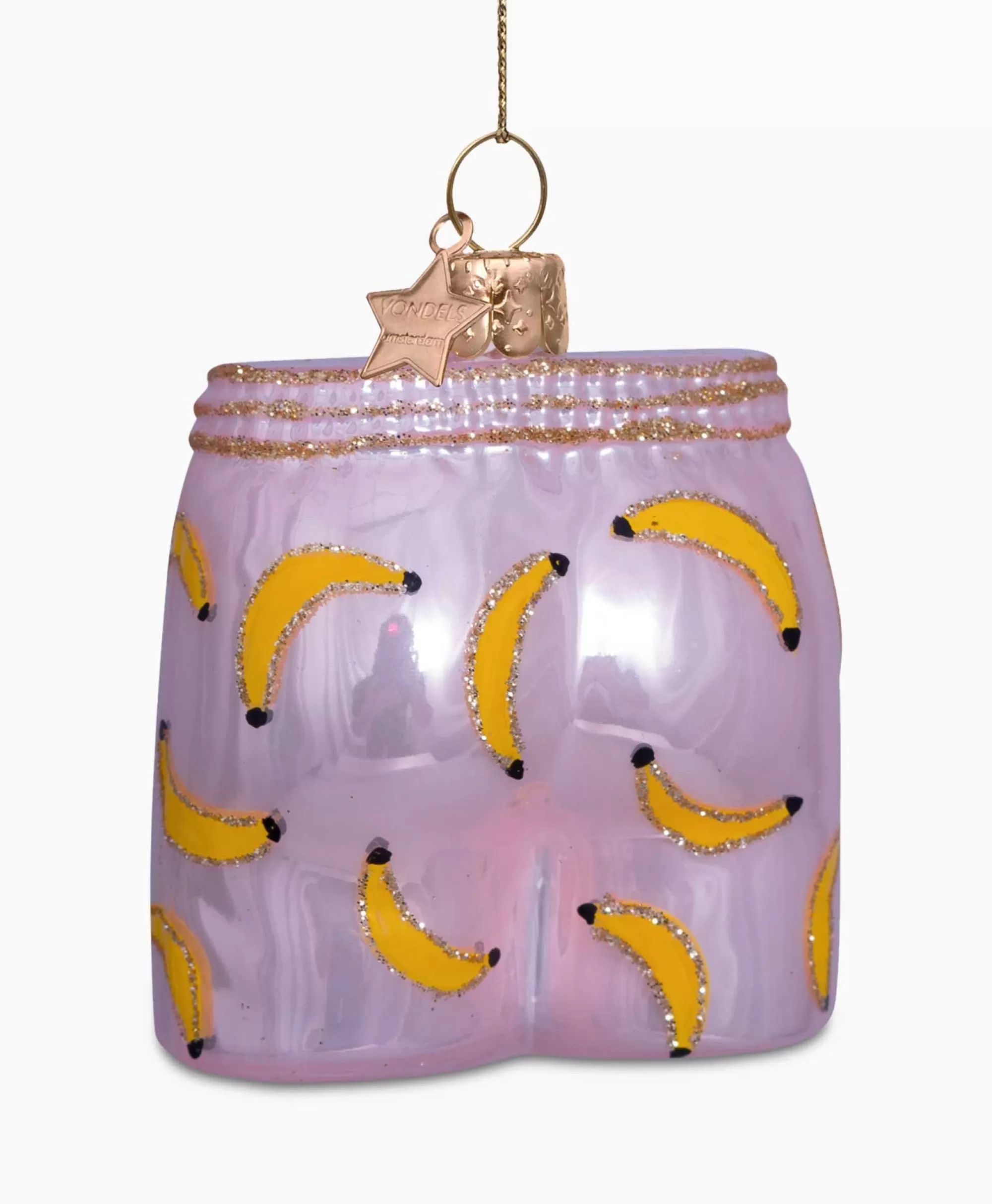 Vondels Collection Boxer Natalizi con Design Tropicale - Decorazione Festiva a Tema Banane in Tonalità Rosa Chiaro

(：，，，。，
