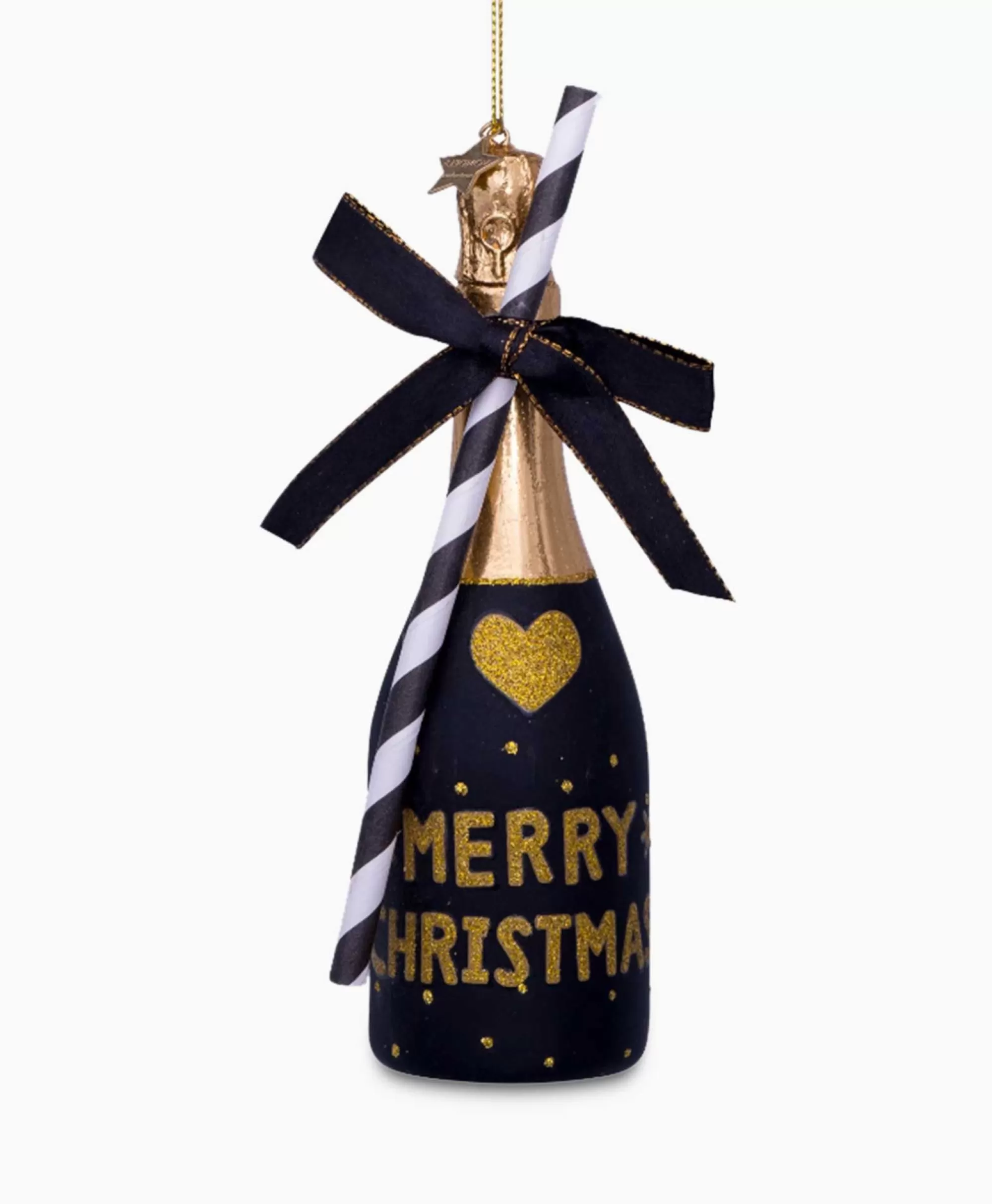 Vondels Sfera Natalizia Decorativa - Bottiglia Champagne Elegante in Nero Opaco