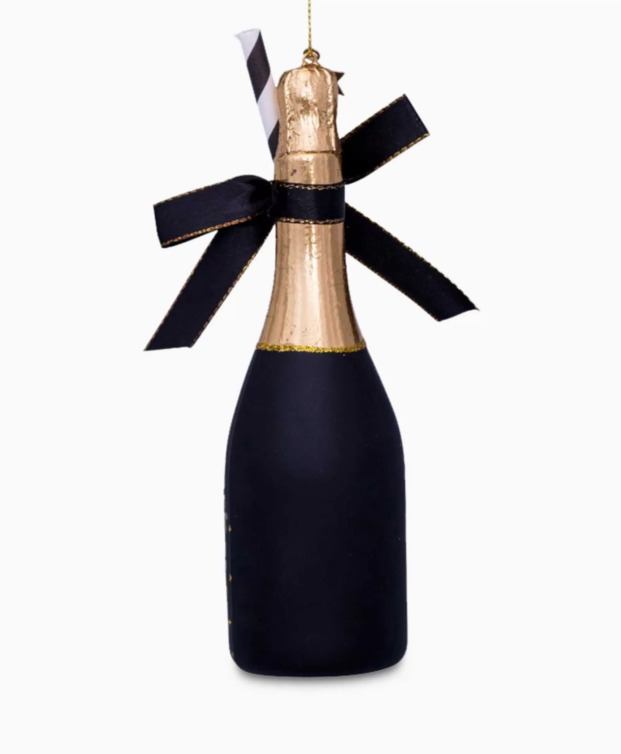Vondels Sfera Natalizia Decorativa - Bottiglia Champagne Elegante in Nero Opaco