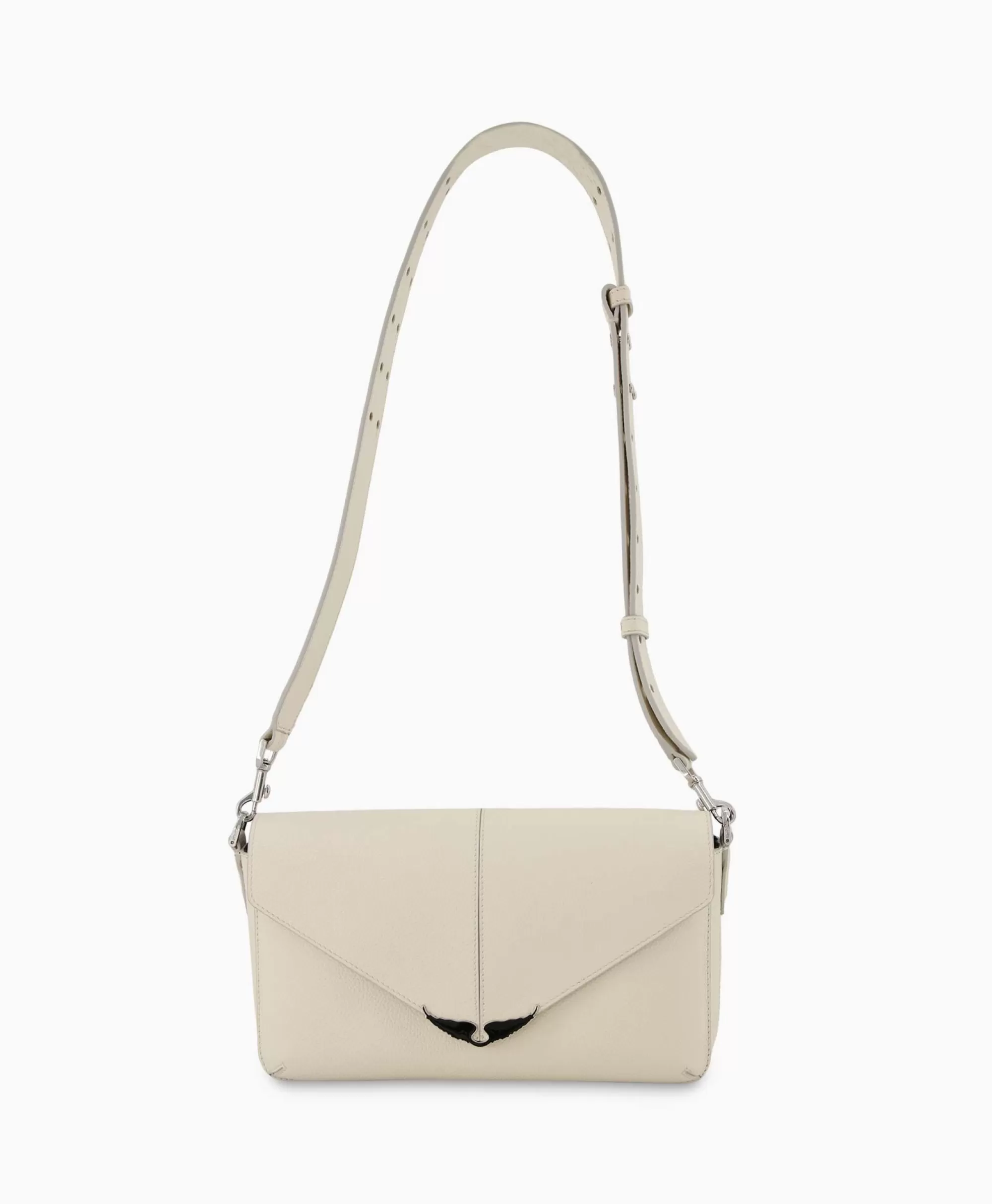 Zadig & Voltaire Borsa a Tracolla Quotidiana - Pelle Granulata con Design Borderline in Tonalità Avorio